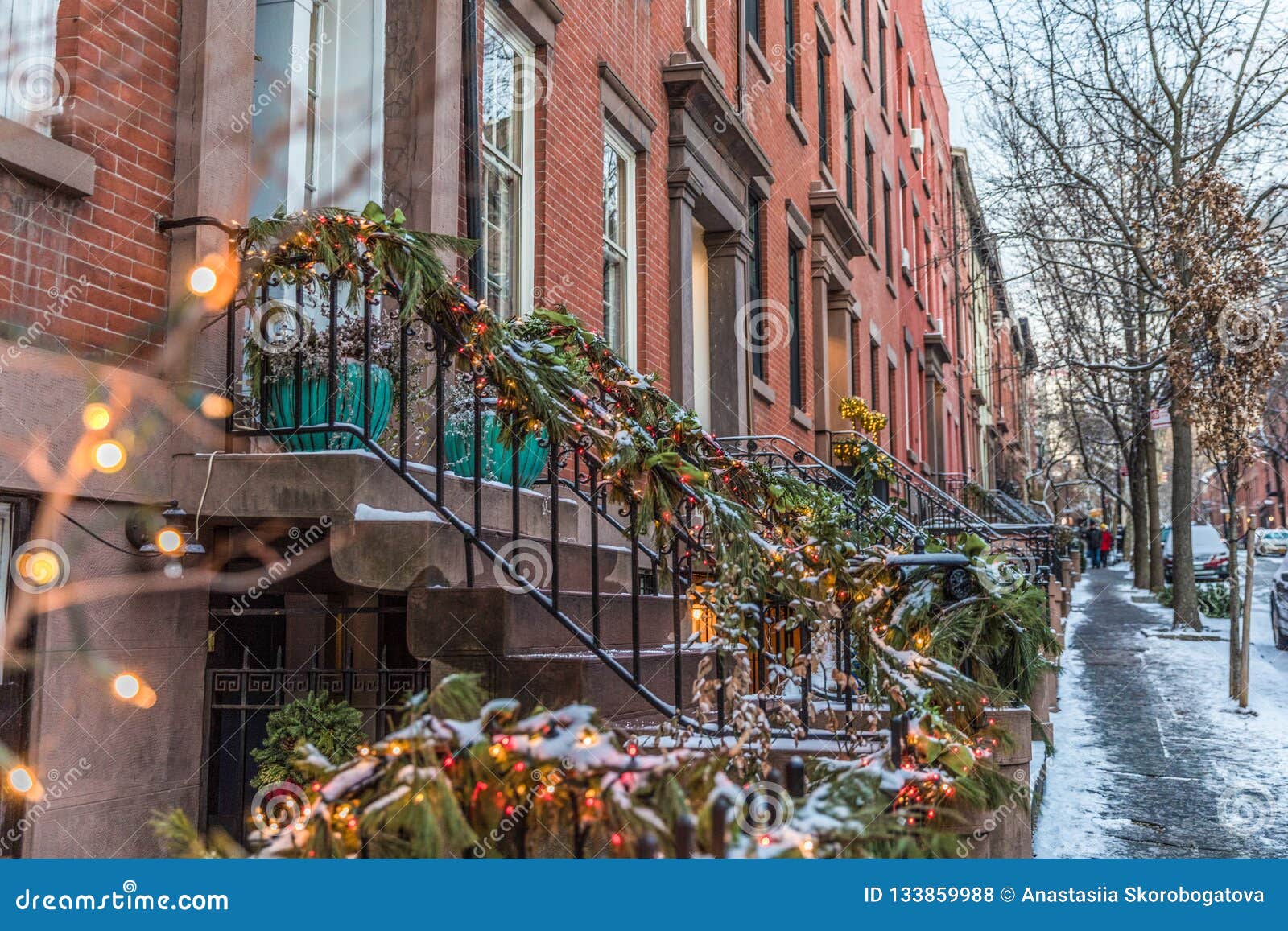 Christmas Decorated Houses in Brooklyn Stock Photo Image of year, beautiful 133859988