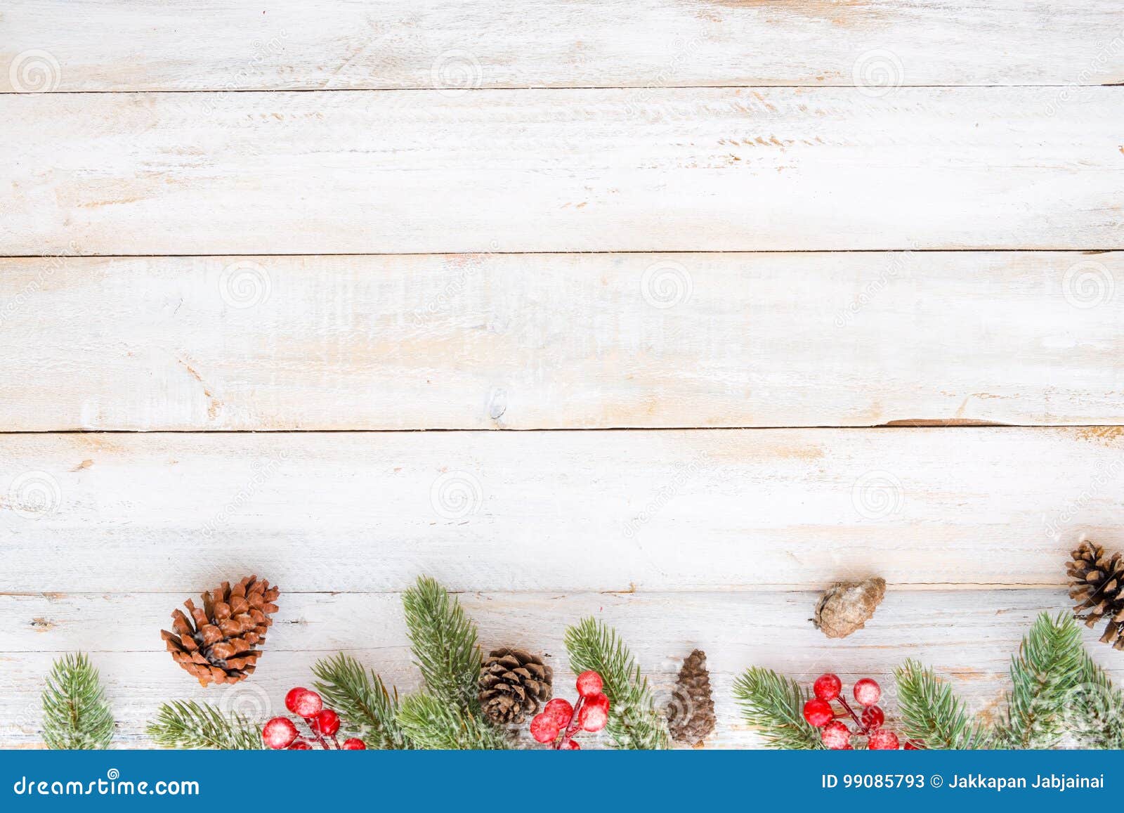 Christmas background Christmas decorating elements and ornament rustic on white wood table with snowflake Creative Flat layout and top view position