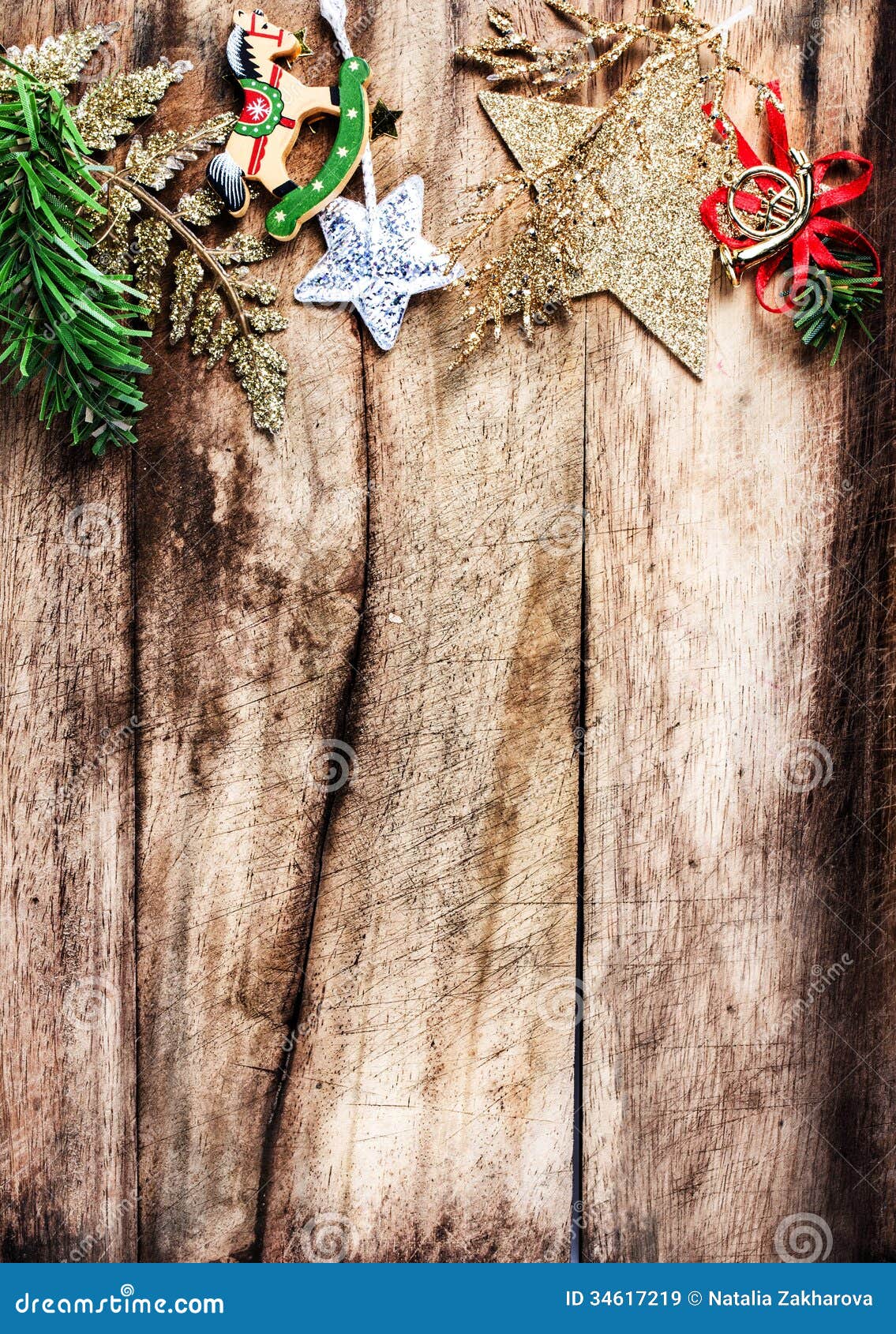 Christmas Decoration As Border with Copyspace on Wooden Old Bac Stock ...