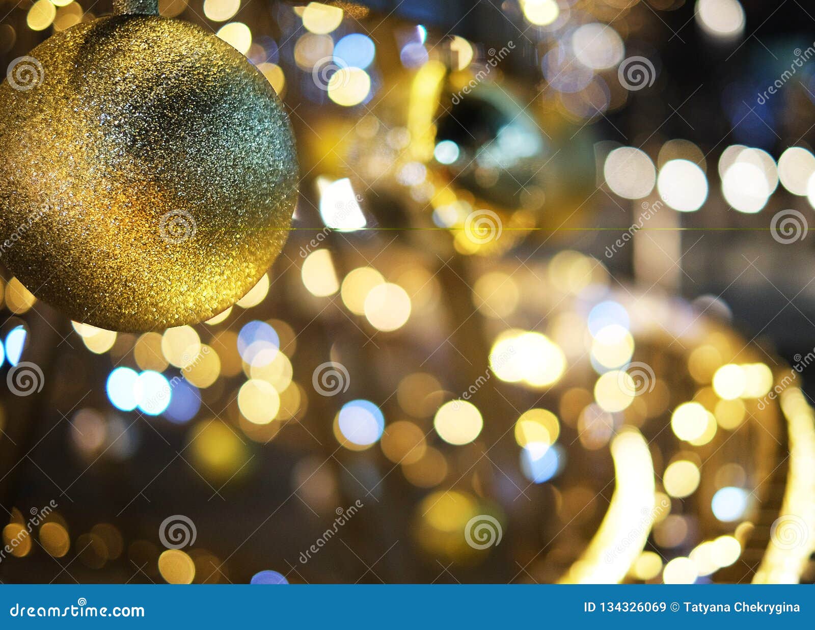 Christmas Decoration Background with Golden Lights Glowing Stock Image ...