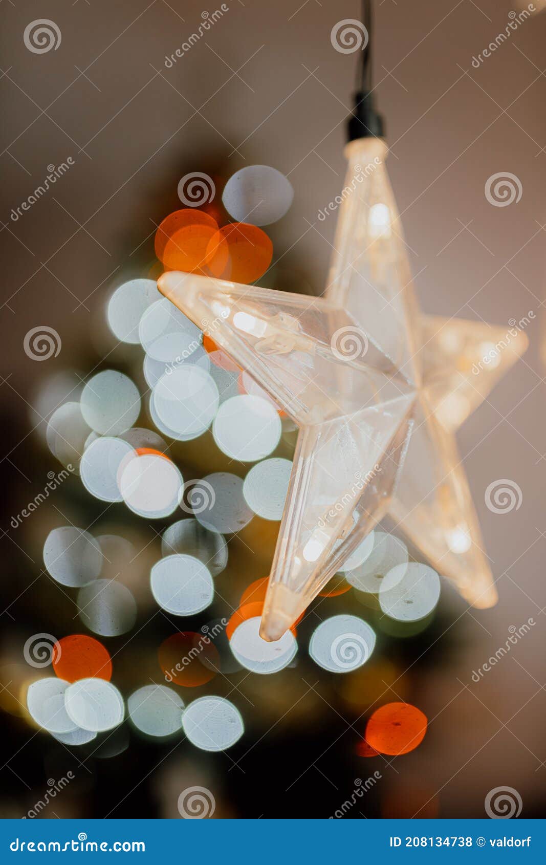 Christmas Decoration Background. Xmas Star Illumination. Christmas Tree  Lights Stock Photo - Image of decoration, festive: 208134738