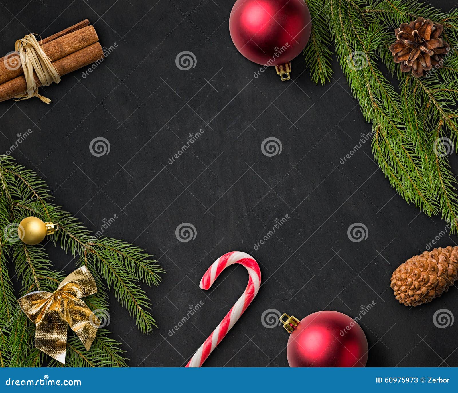 Christmas Decoration on a Blackboard Stock Image Image of decorated
