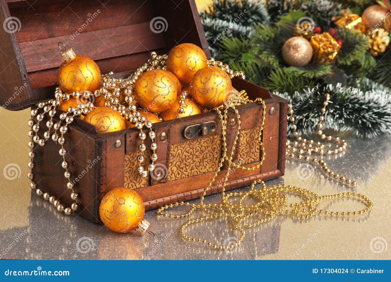 Christmas Decoration in Chest Stock Photo Image of ornate, background 17304024