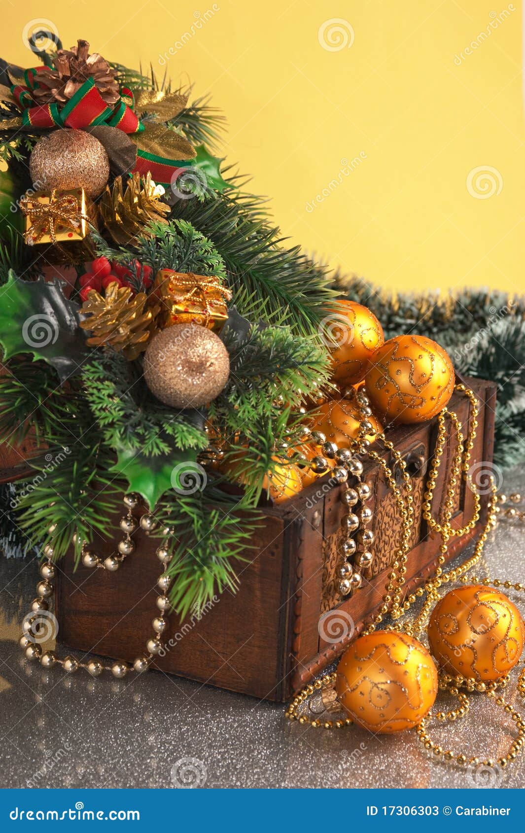 Christmas Decoration in Chest Stock Image Image of season, bauble 17306303
