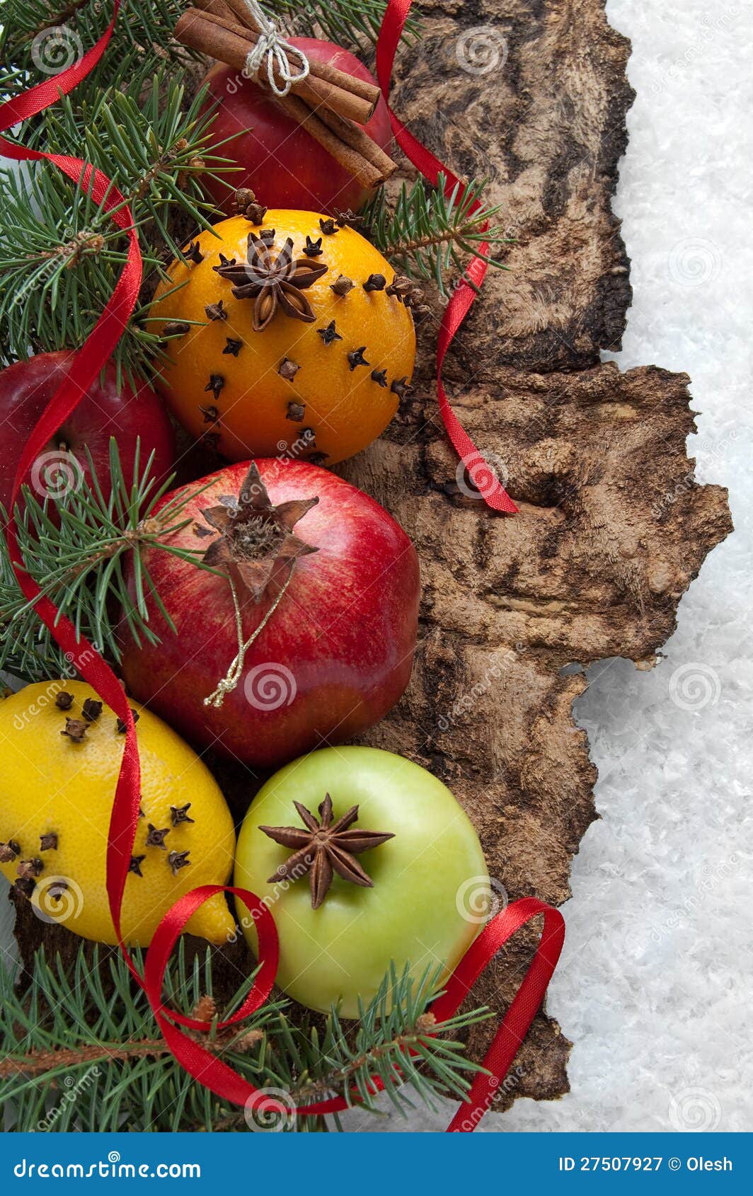Christmas Decoration with Fruit Stock Image Image of apple, christmas