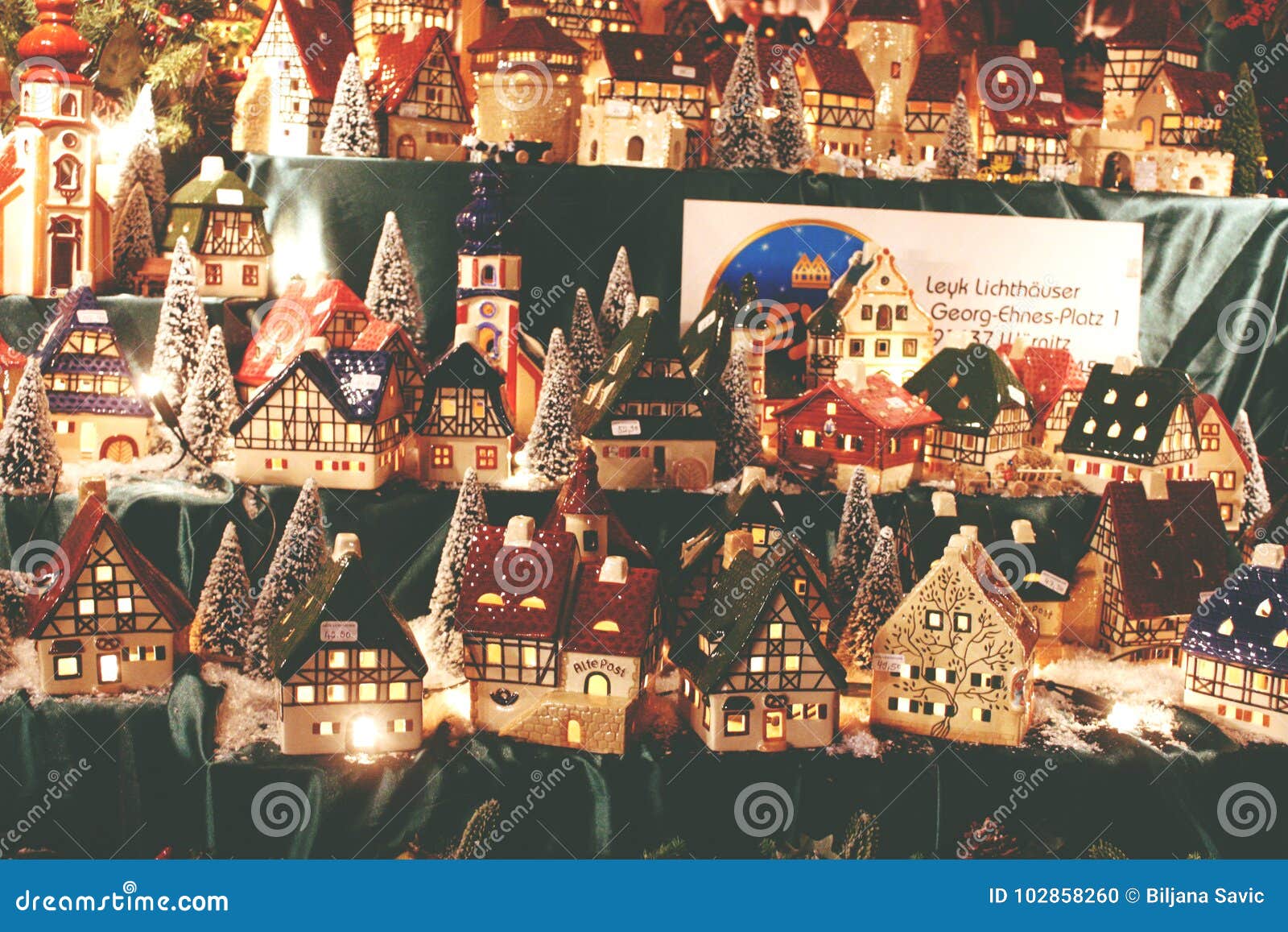 Christmas Decoration. German Porcelain Lighted Village Houses for ...