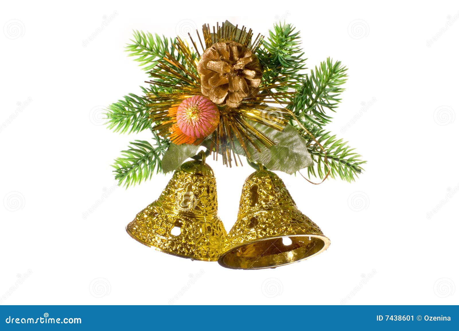 Christmas Decoration with Golden Bells. Stock Image Image of