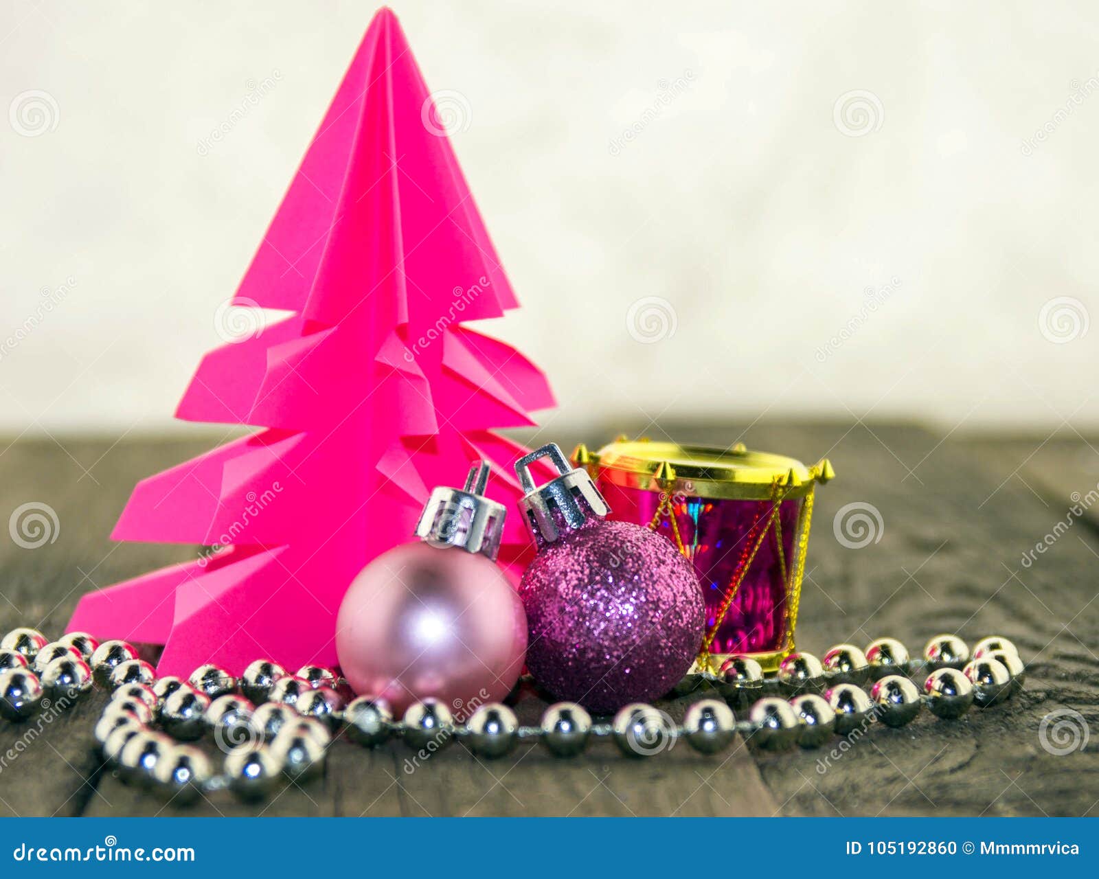 Christmas Decorations, Silver and Pink Stock Photo  Image of present