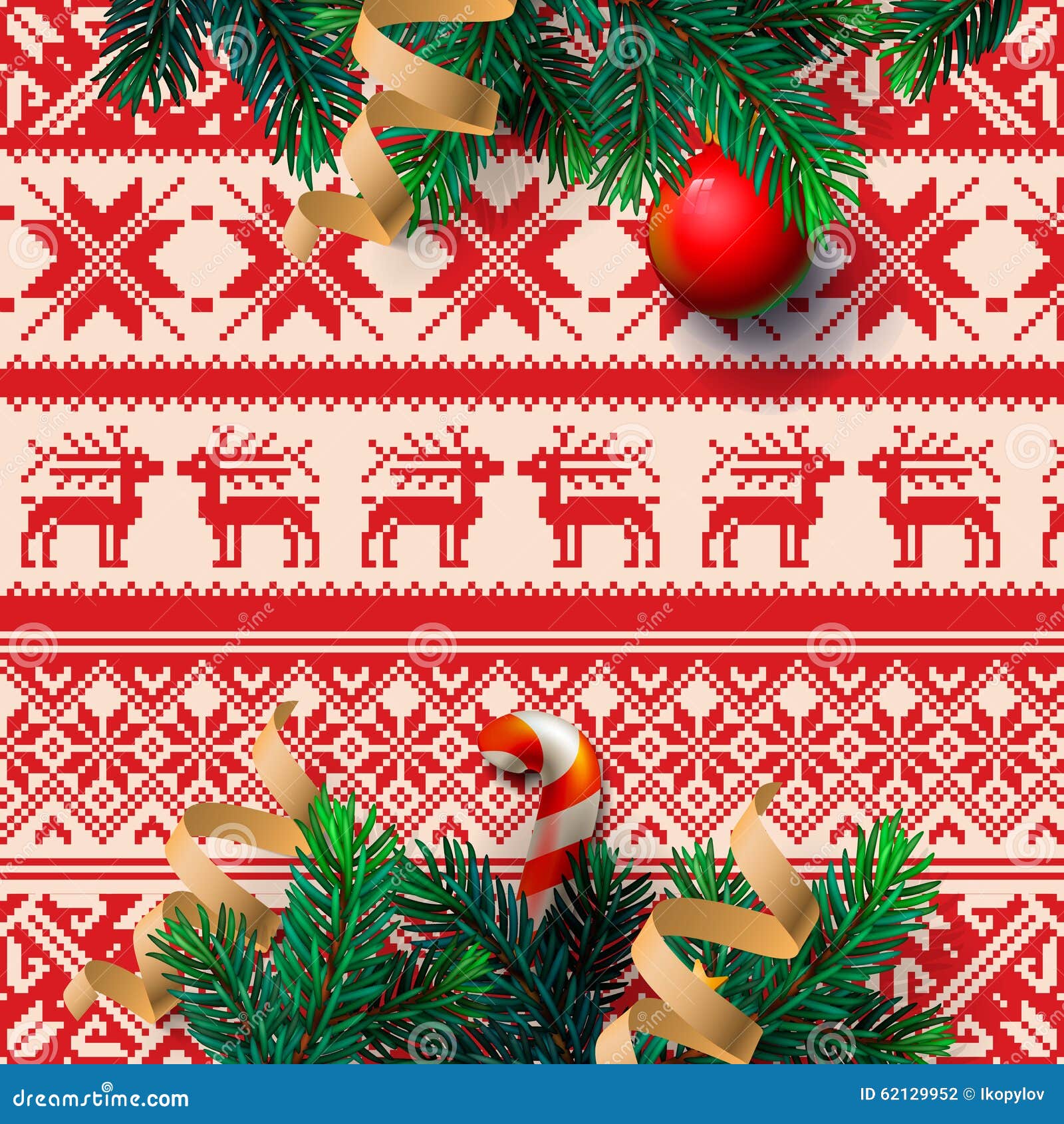 Christmas Decoration, with Ornament Background Stock Vector