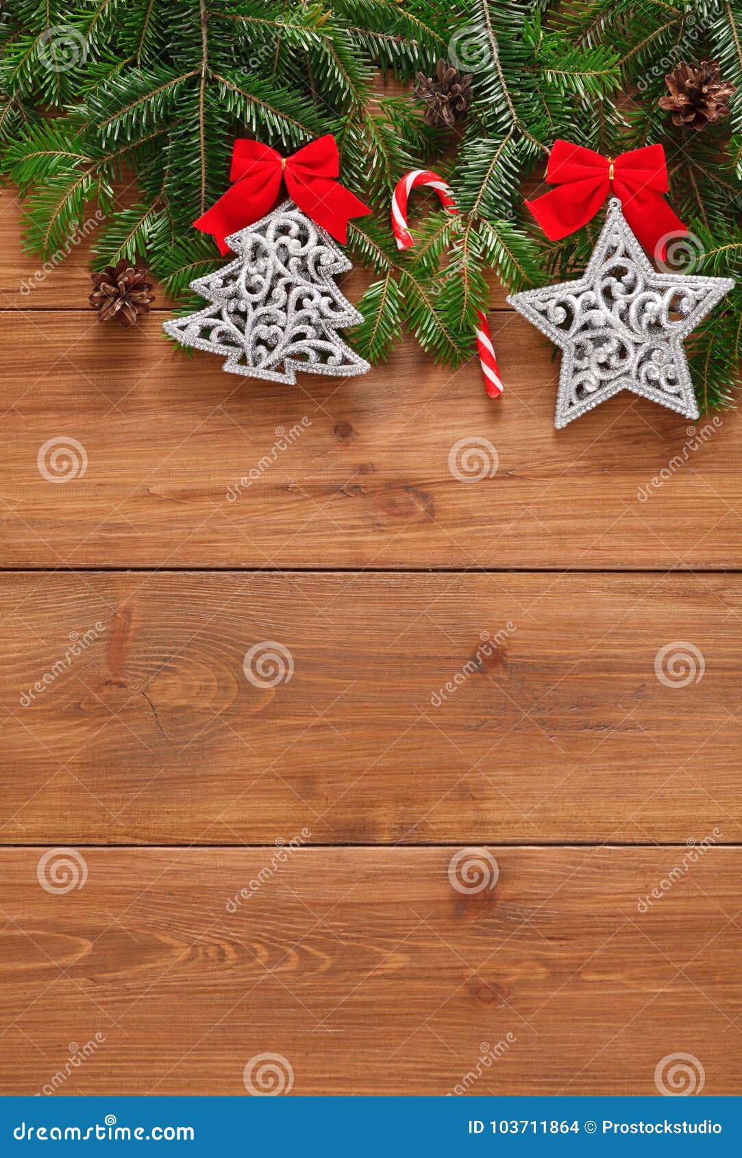 Christmas Decoration, Ornaments and Garland Frame Background Stock ...