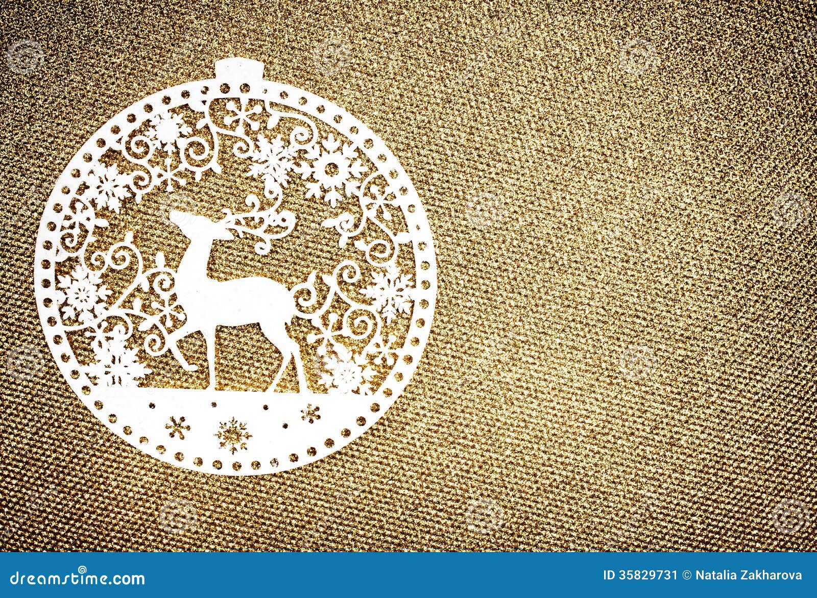 Christmas Decoration Over Glittering Golden Background 