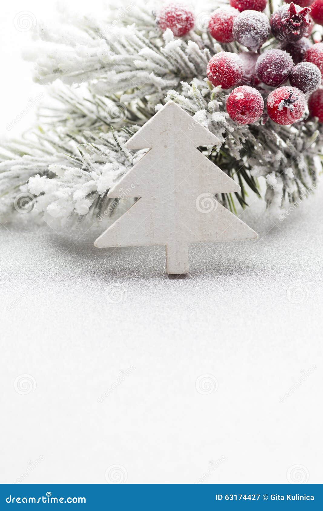 Christmas Decoration Over Silver Background. Stock Image Image of