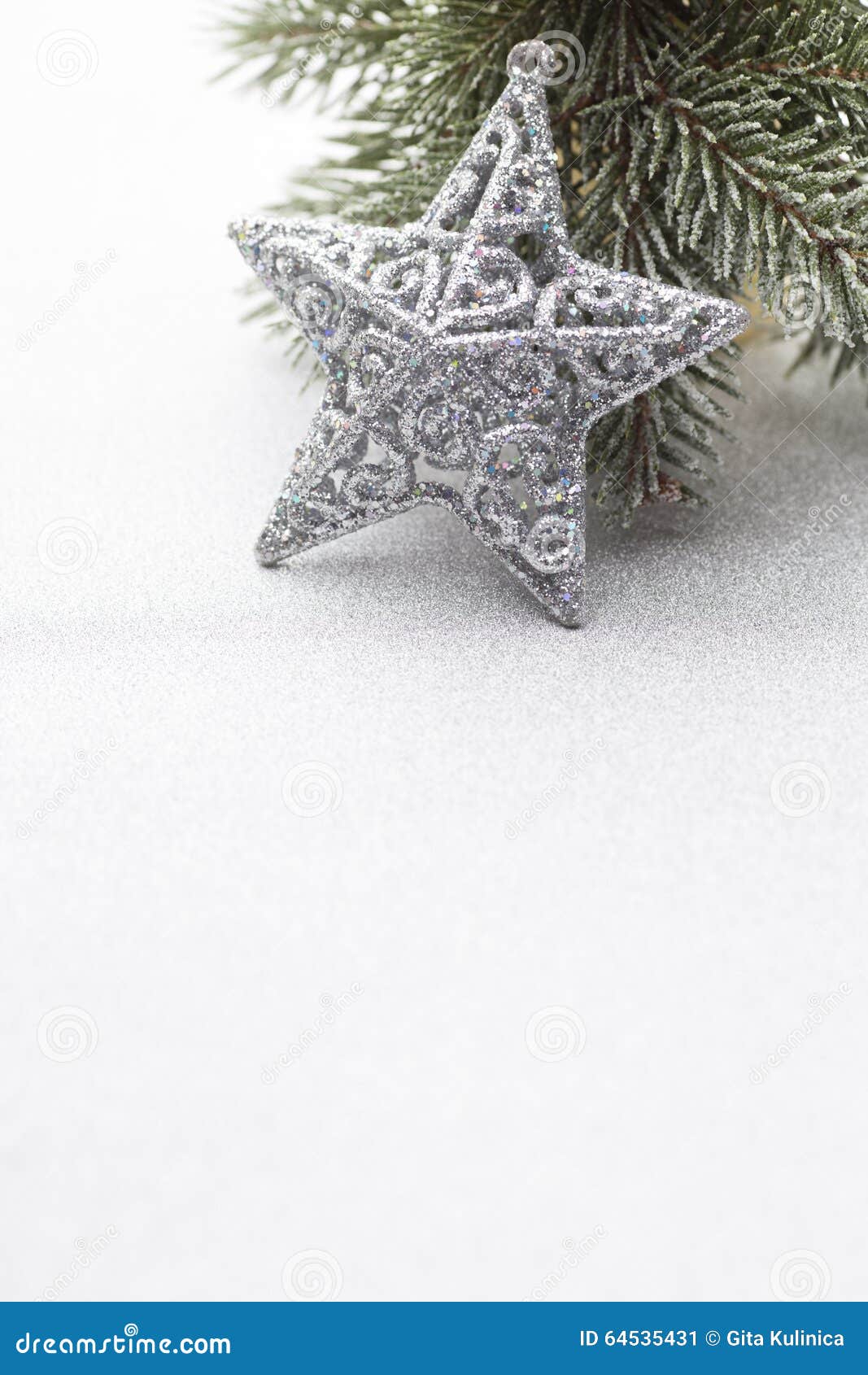 Christmas Decoration Over Silver Background. Stock Image Image of