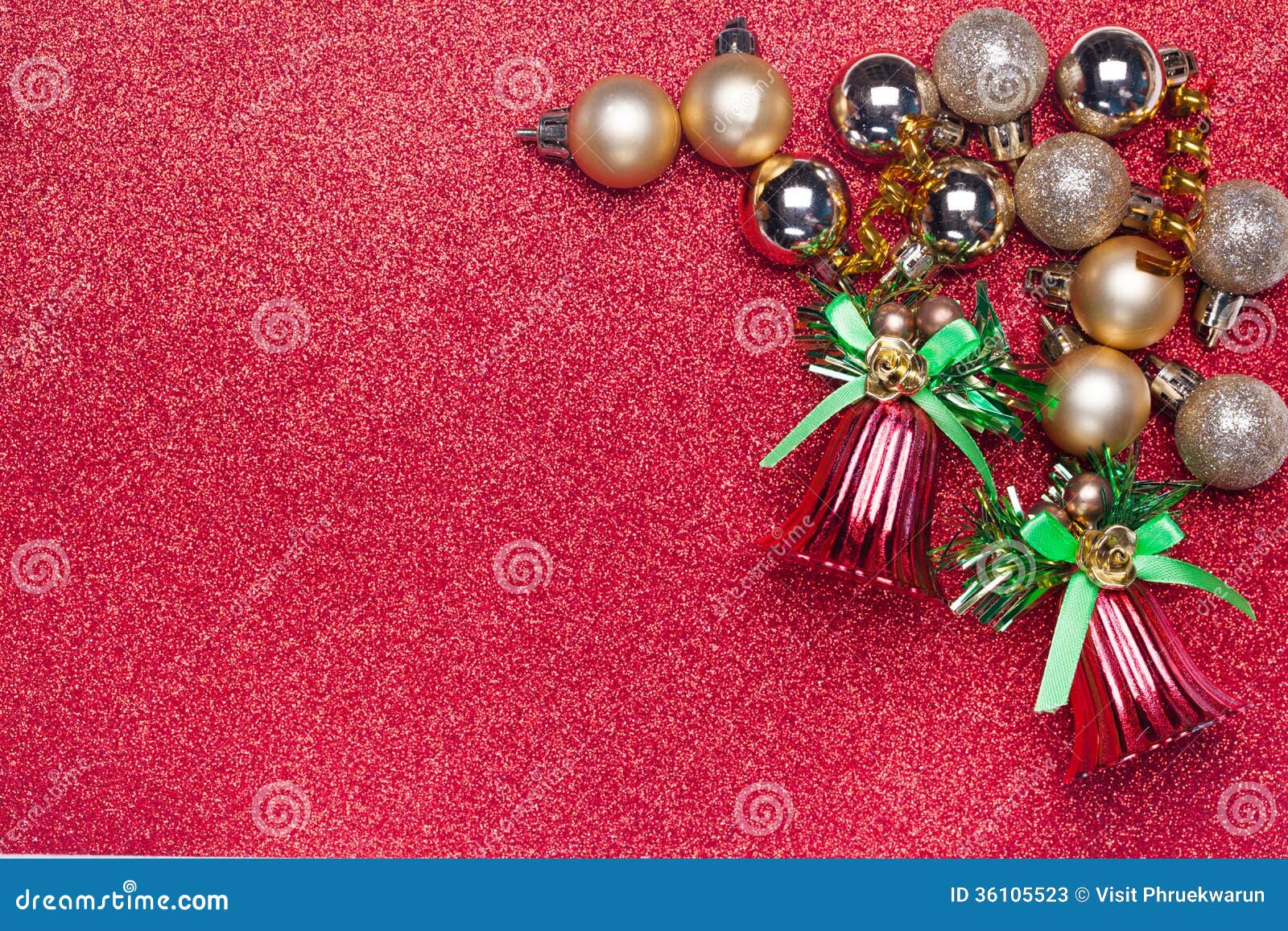 Christmas Decoration on Red Background Stock Image Image of closeup, ornament 36105523