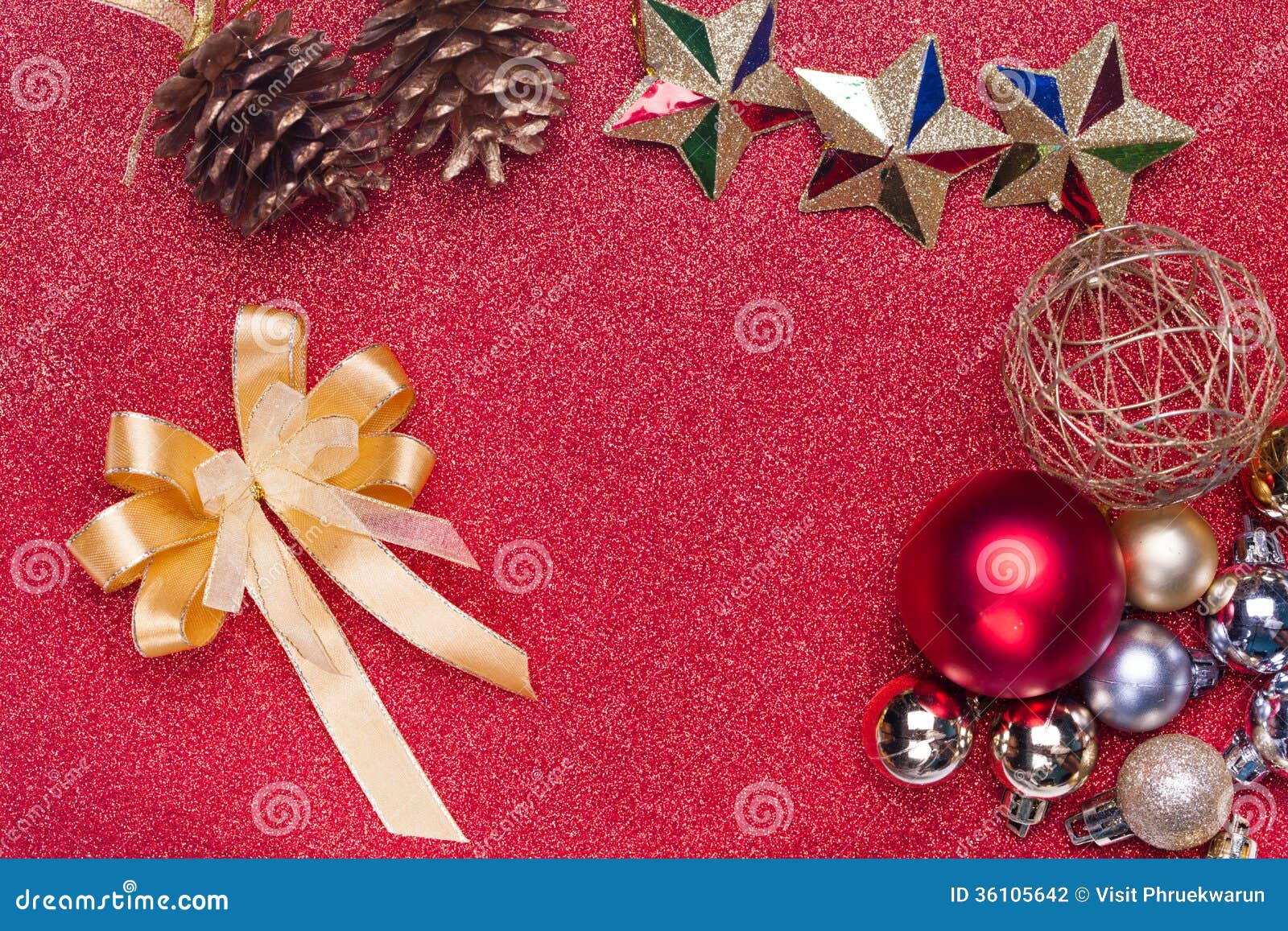 Christmas Decoration on Red Background Stock Photo Image of closeup, color 36105642
