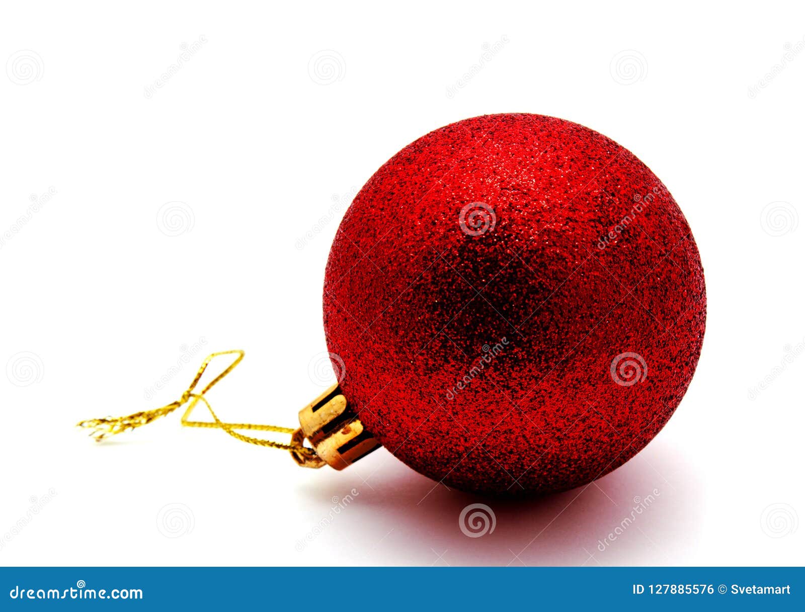 Christmas Decoration Red Ball Isolated on a White Stock Photo Image