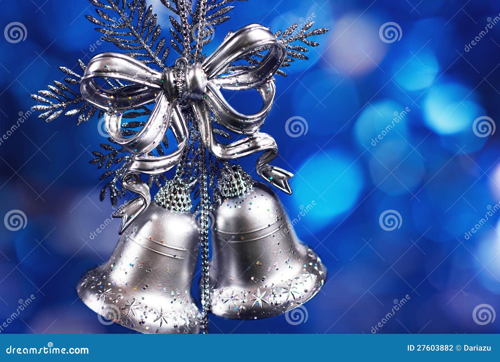 Christmas Decoration With Silver Bells Stock Photography 