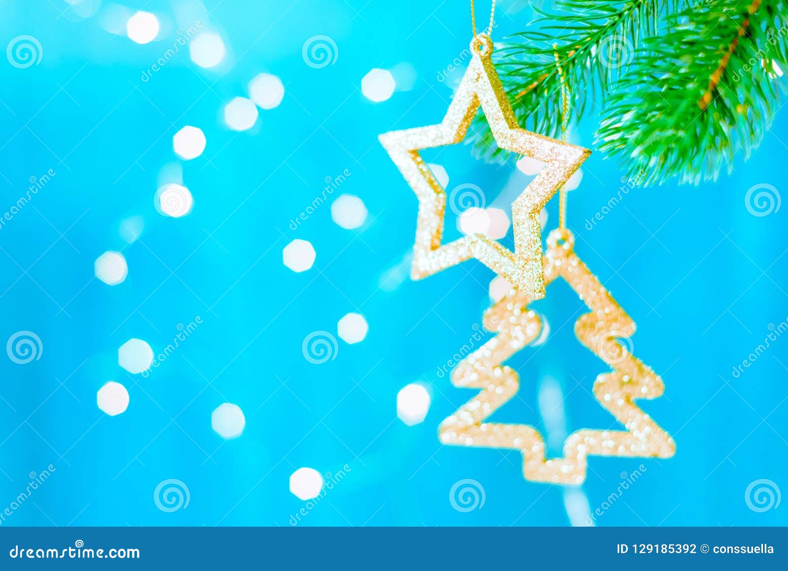 Christmas Decoration Star on the Tree Christmas Background Stock Photo ...