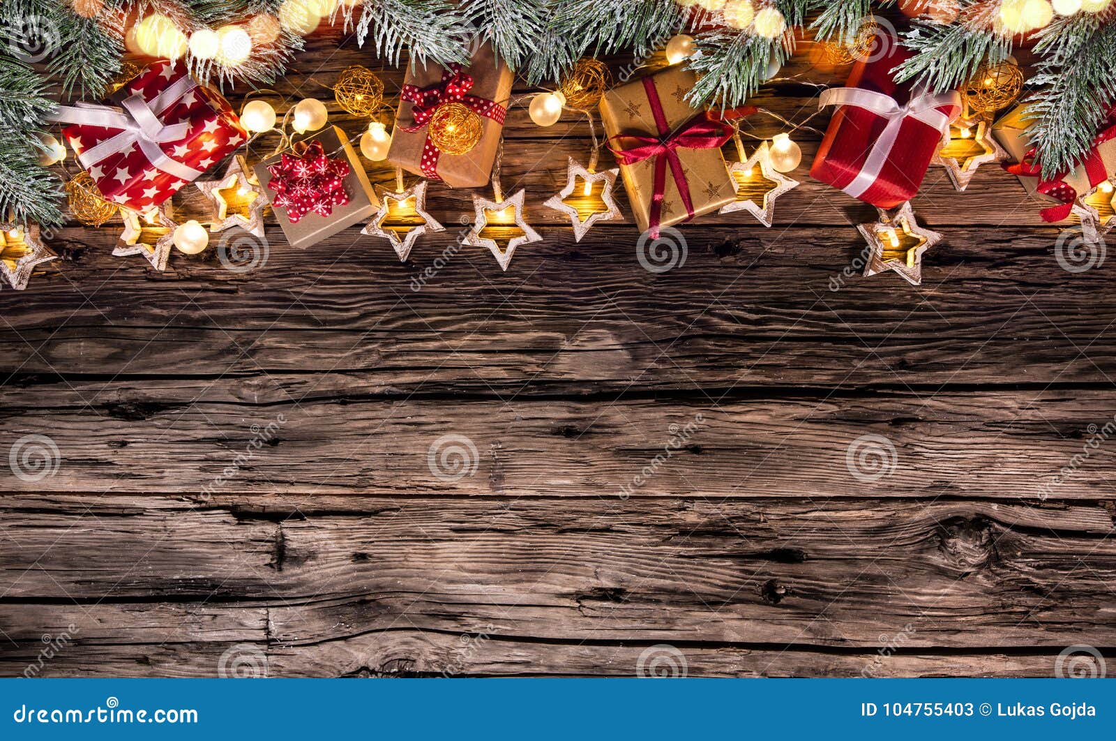 Christmas Decoration on Wooden Background Stock Image - Image of decor ...