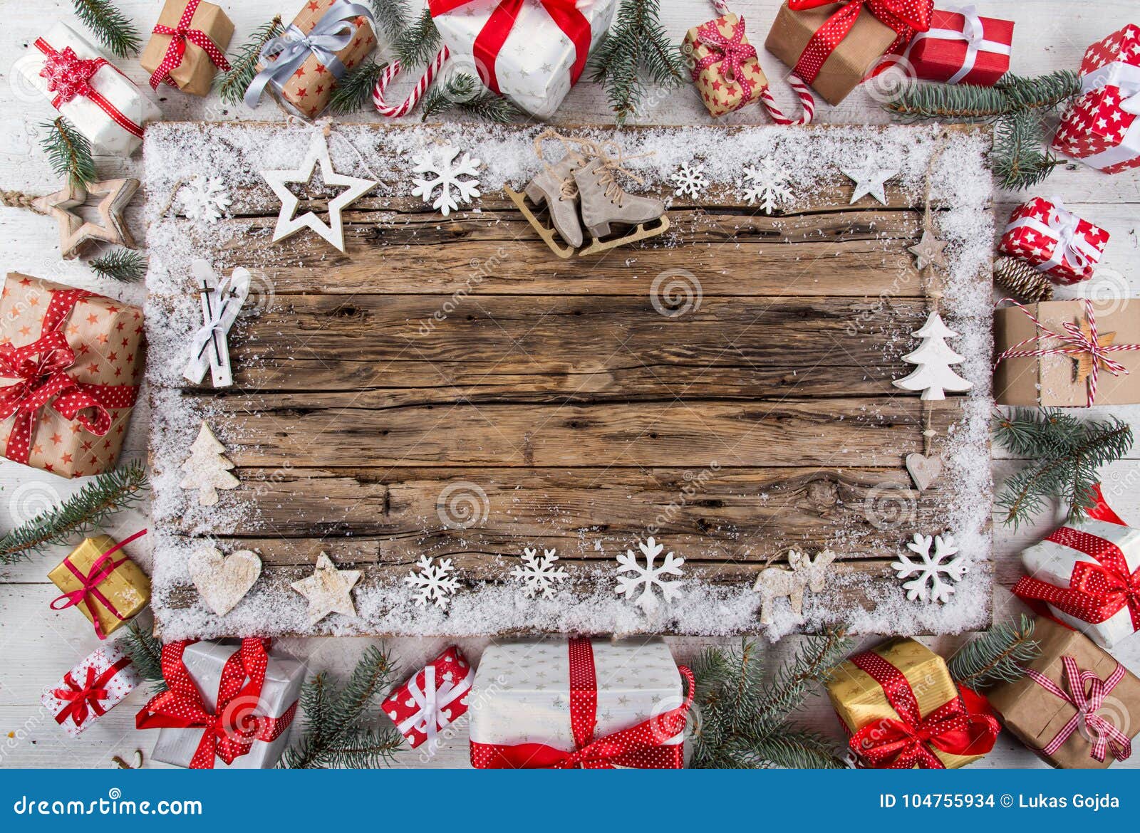 Christmas Decoration on Wooden Background Stock Photo - Image of ...