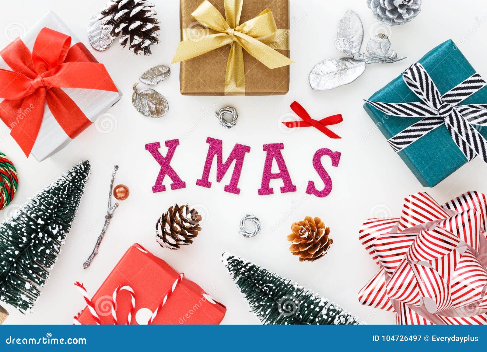 Christmas Decoration with Xmas Word Stock Image  Image of christmas