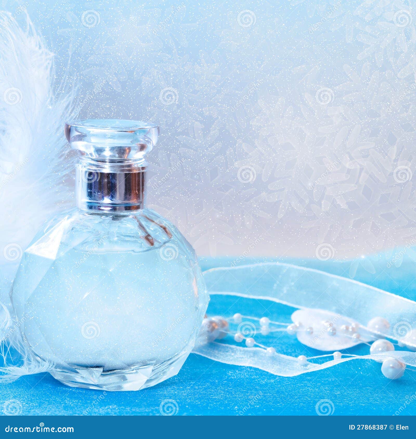 Christmas Decorations and Bottle of Perfume Stock Image Image of
