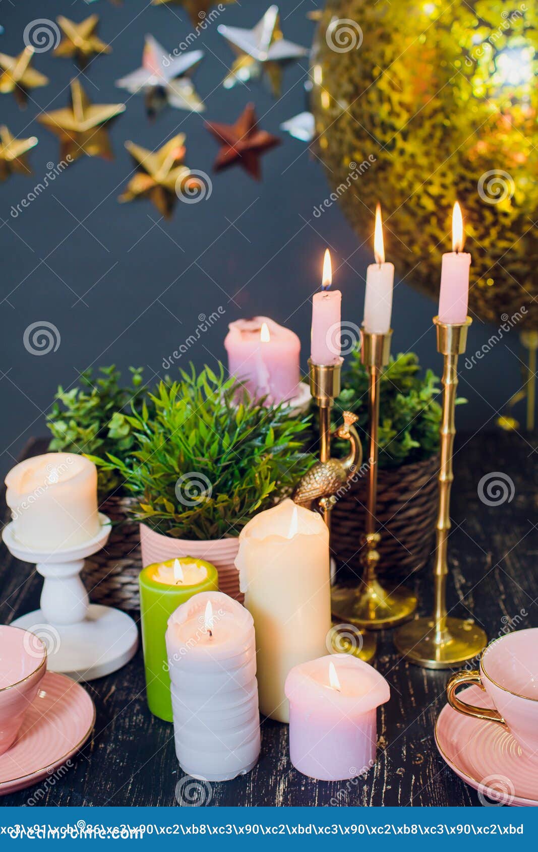 Christmas Decorations with a Candles. Stock Photo - Image of decor ...