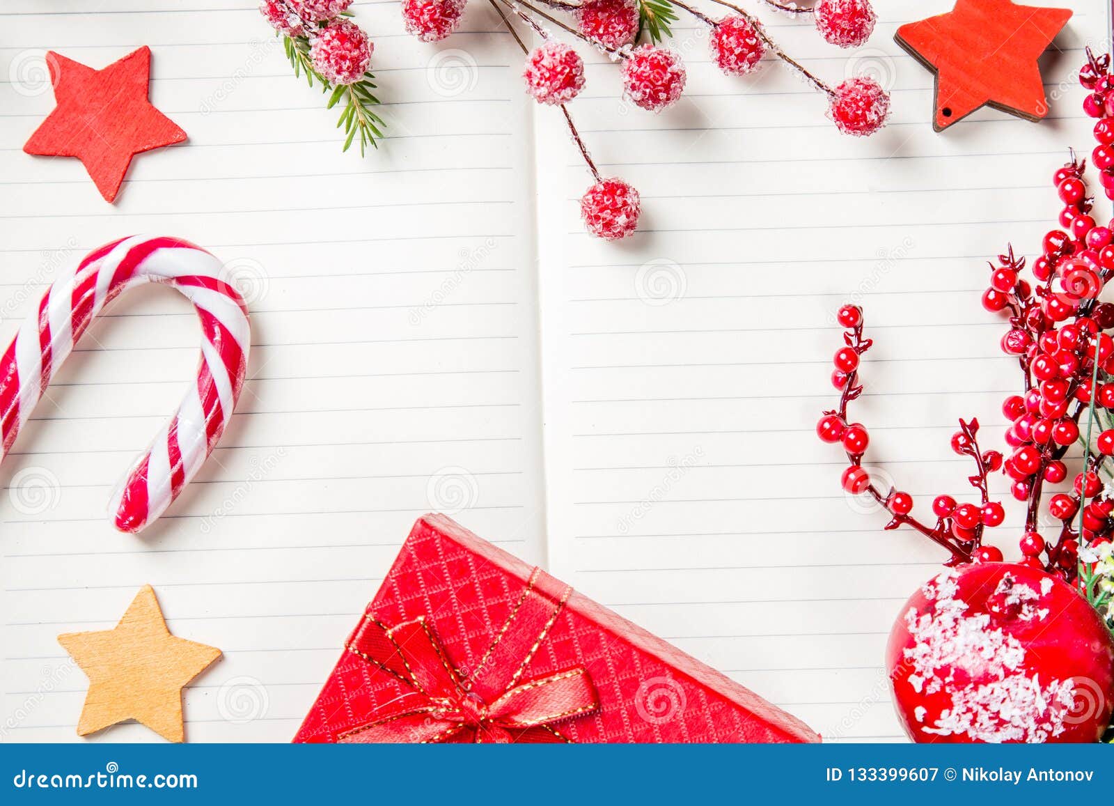Christmas Decorations Candy Cane Frozen Red Berries Stars And