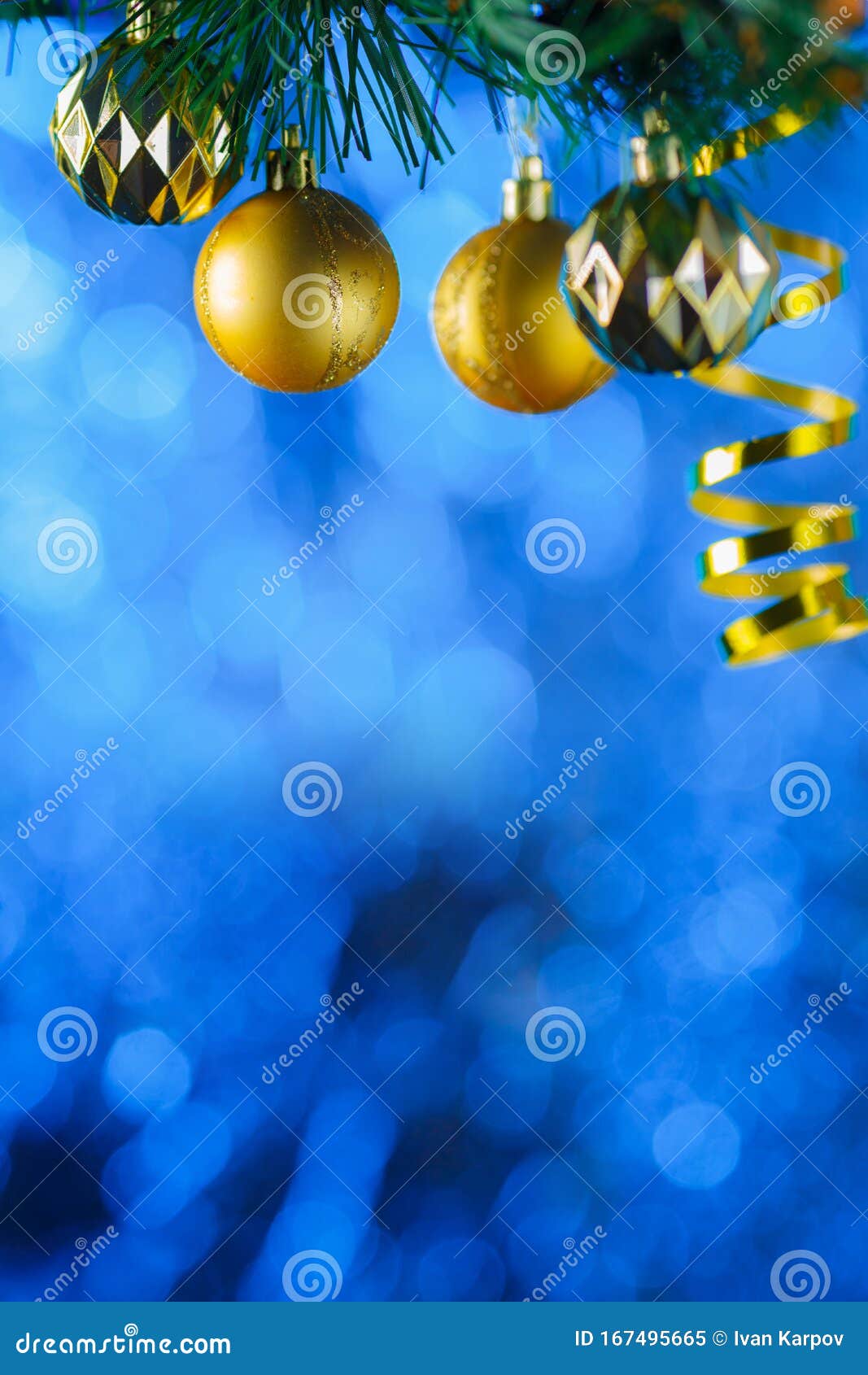 Christmas Decorations on Festive Background. Space for Text Stock Image ...