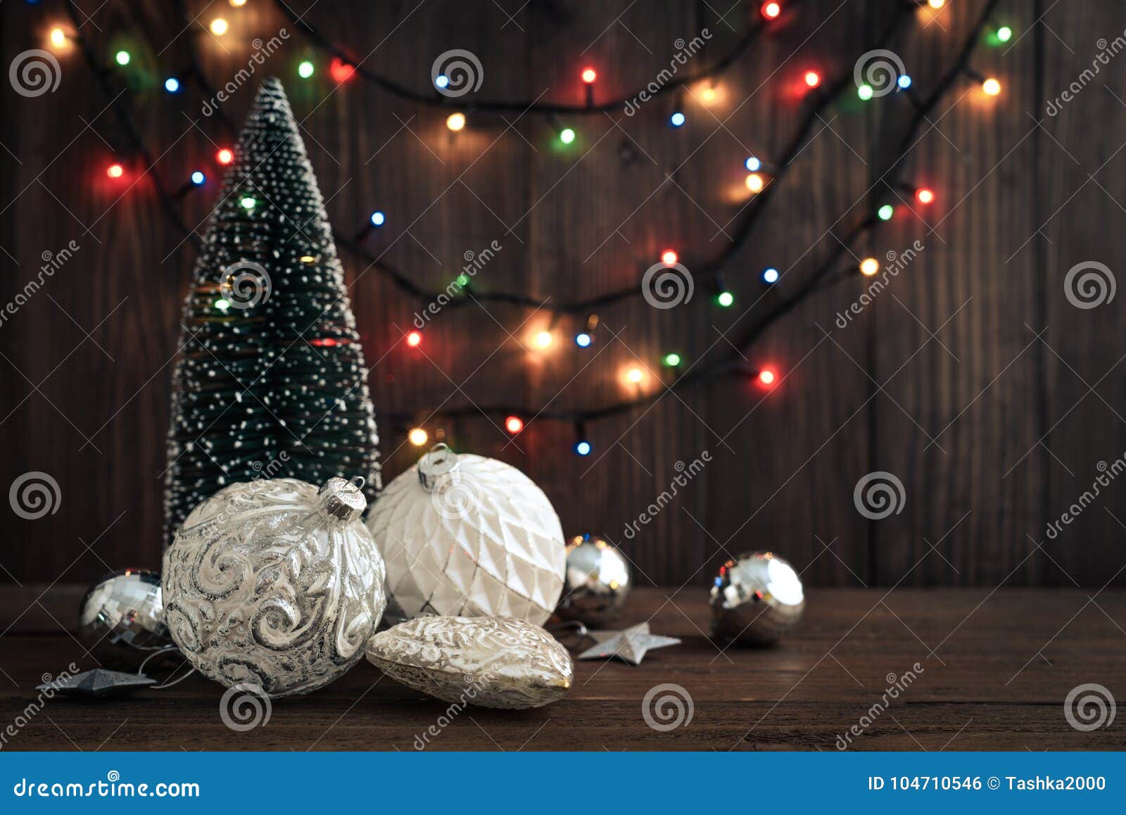 Christmas Decorations with Christmas Lights Stock Photo - Image of ...