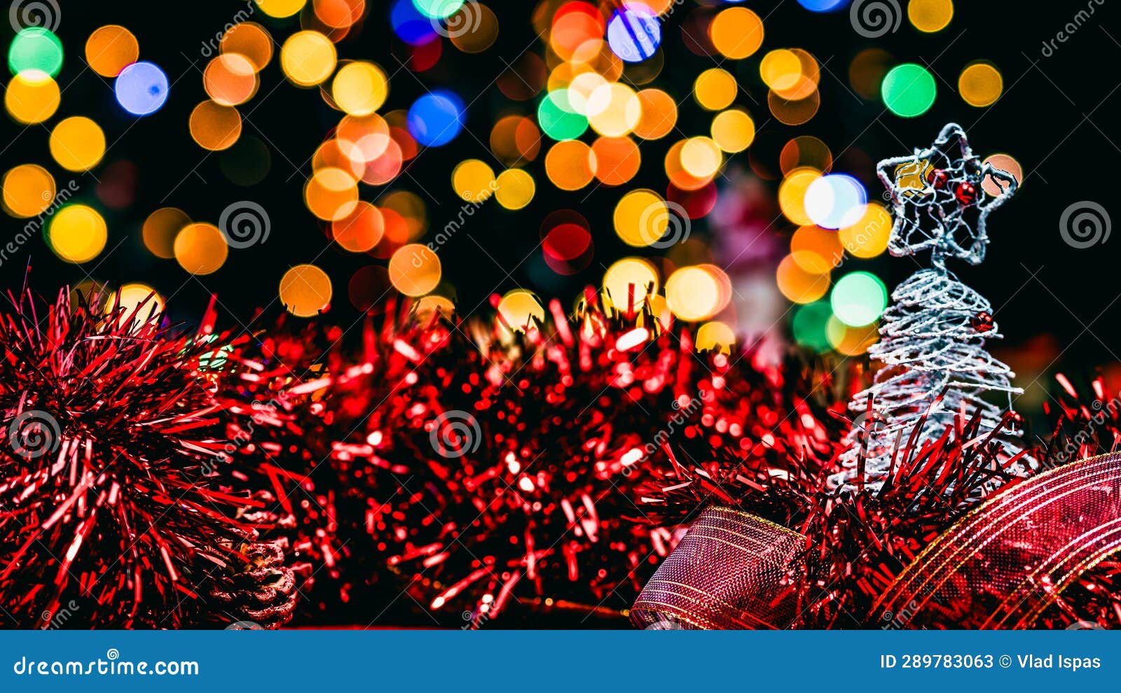 Christmas Decorations. Colorful Christmas Lights Background Stock Image