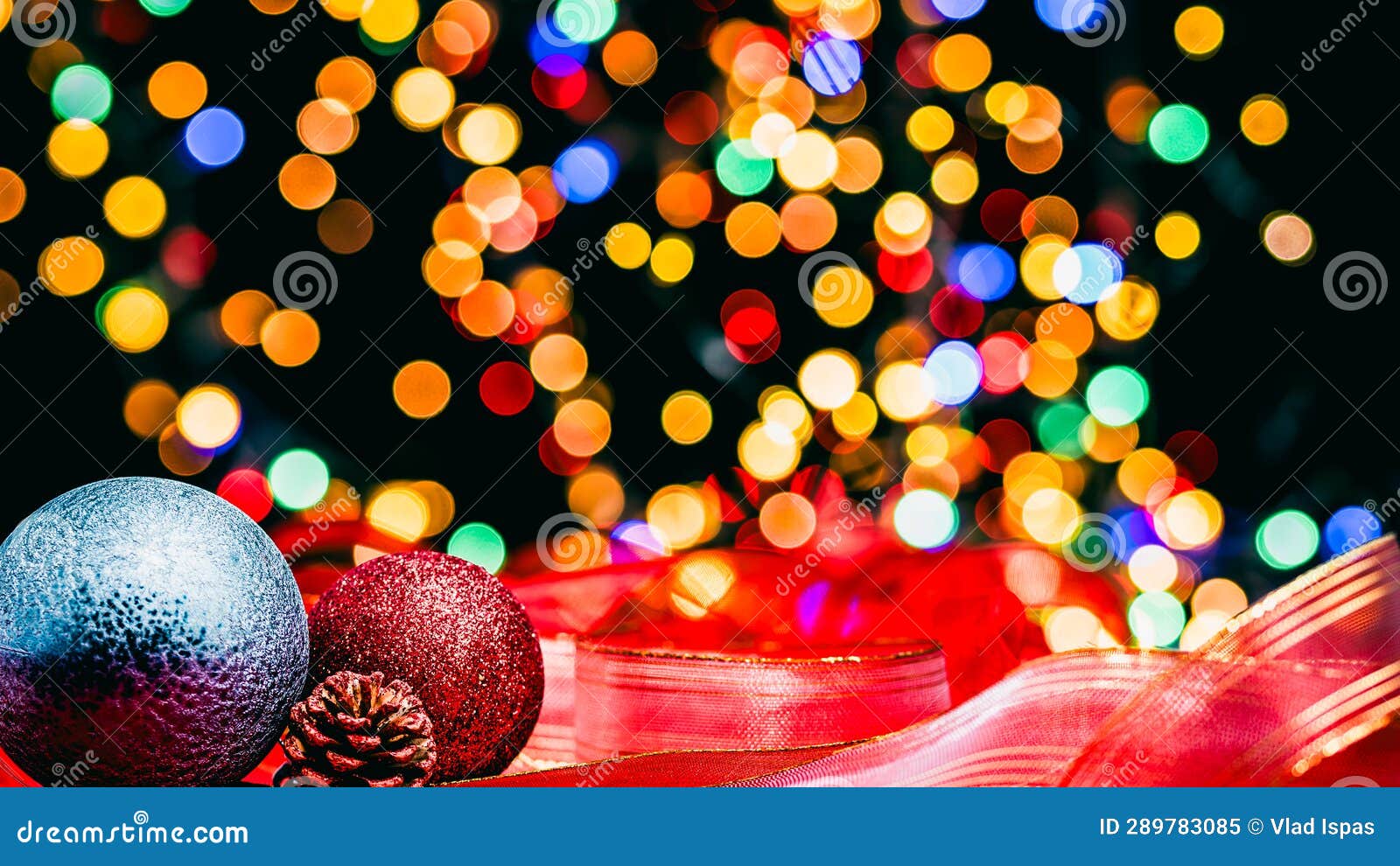 Christmas Decorations. Colorful Christmas Lights Background Stock Image