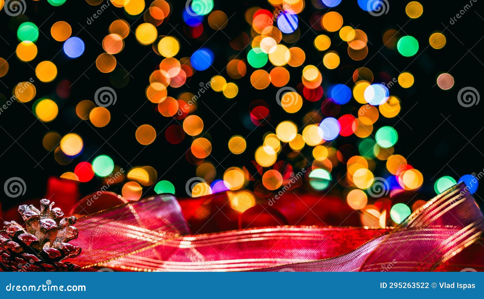 Christmas Decorations. Colorful Christmas Lights Background Stock Photo