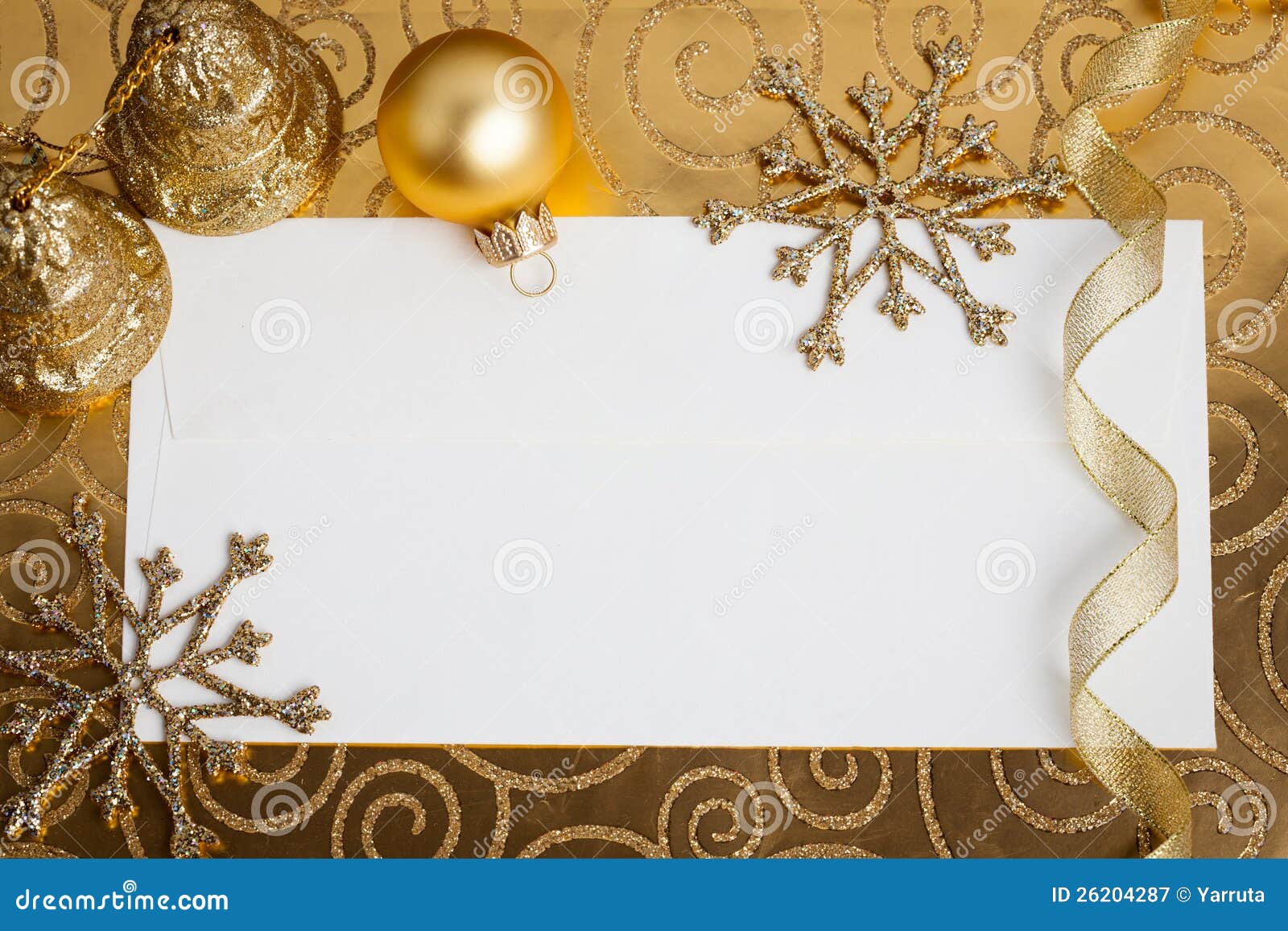 Christmas Decorations On Gold Royalty Free Stock 