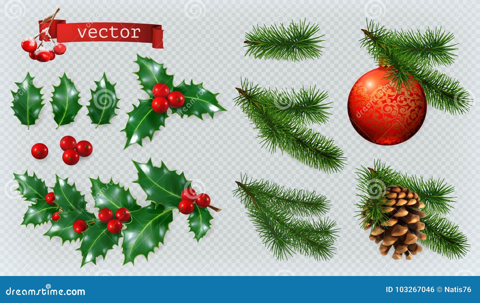 christmas decorations. 3d  icon set