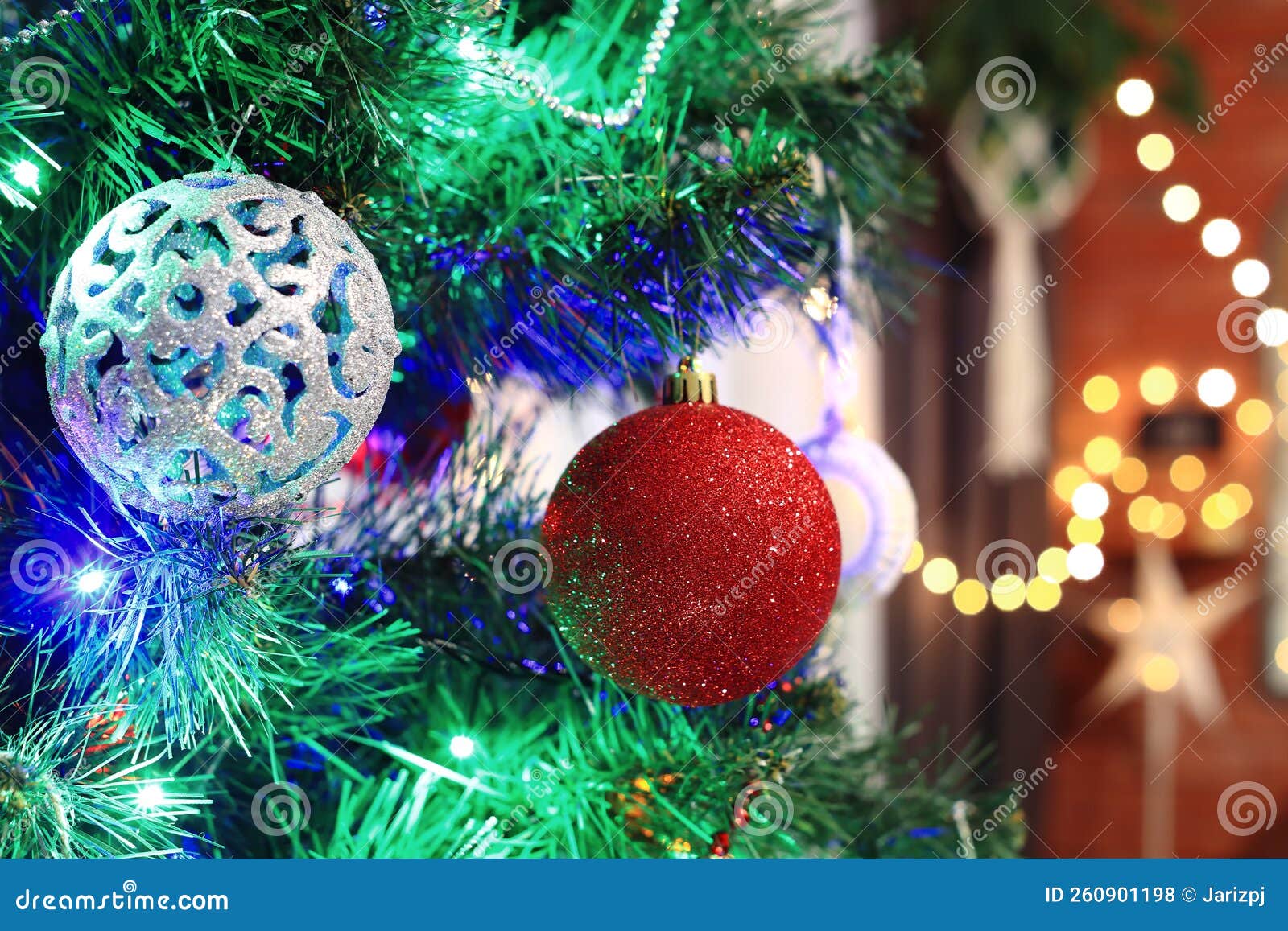 Christmas Decorations Hung on the Christmas Tree. Merry Christmas ...