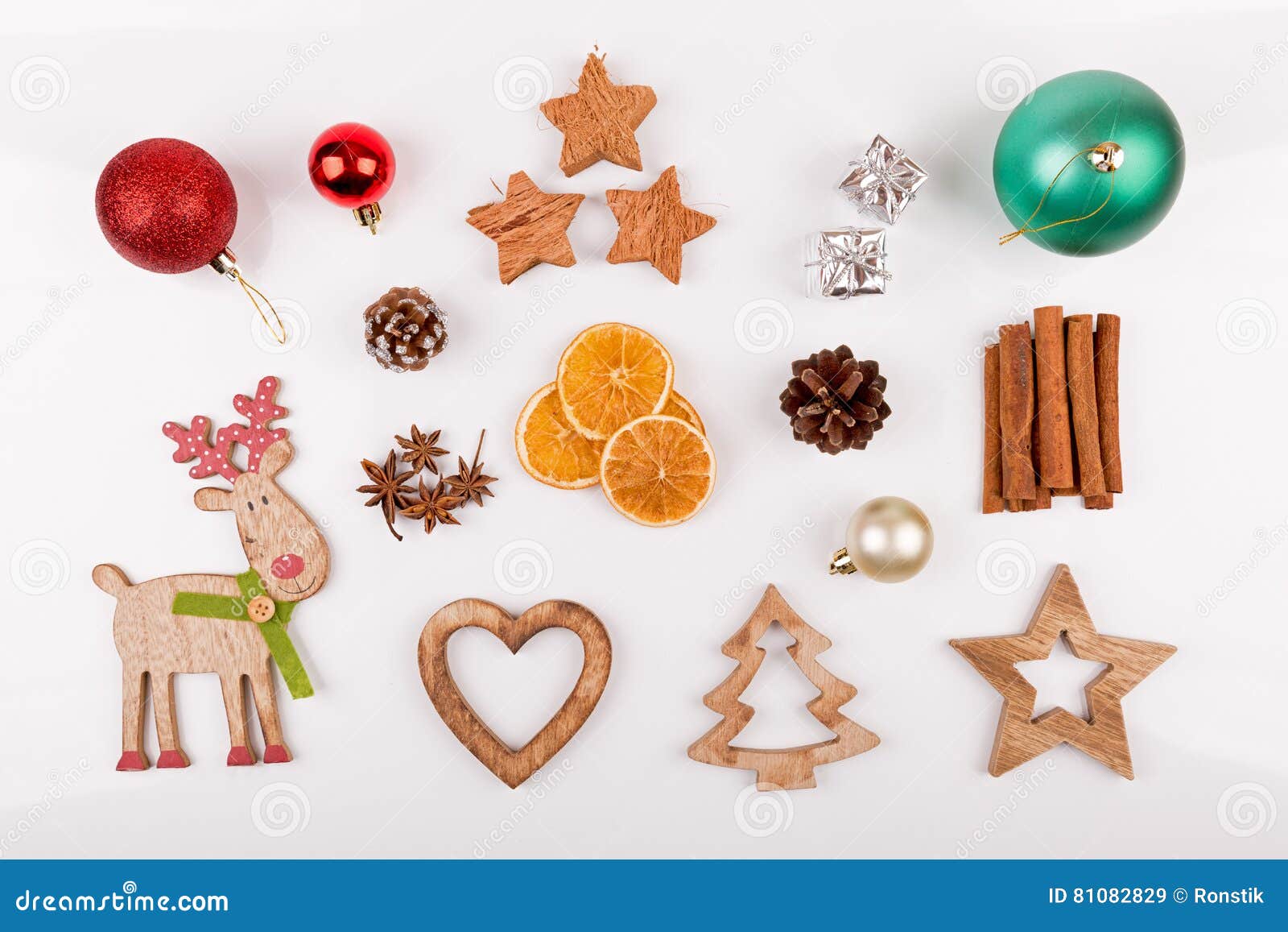 christmas decorations  on white background