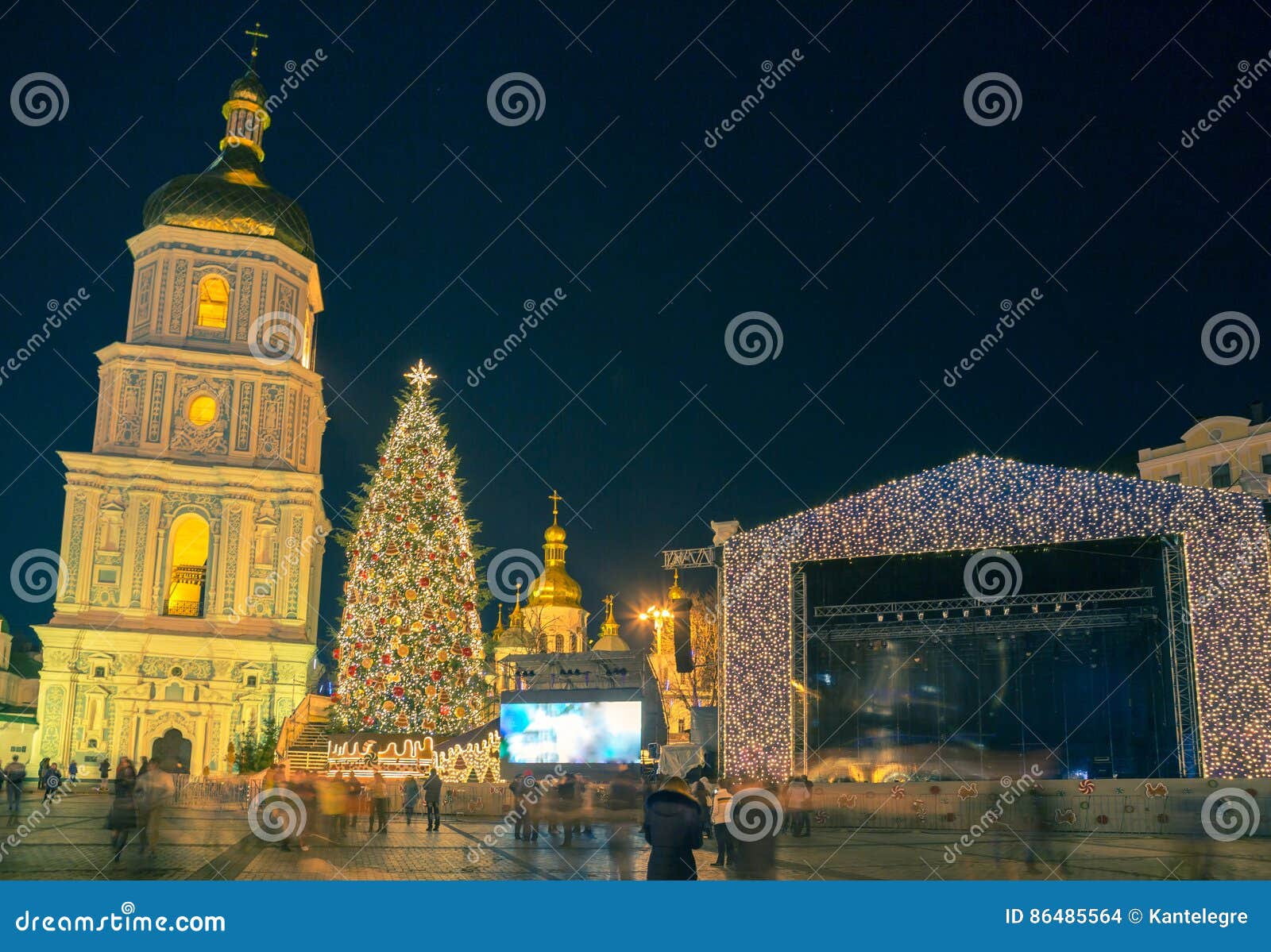 Christmas Decorations in Kiev, Ukraine. Stock Photo Image of traditional, monument 86485564
