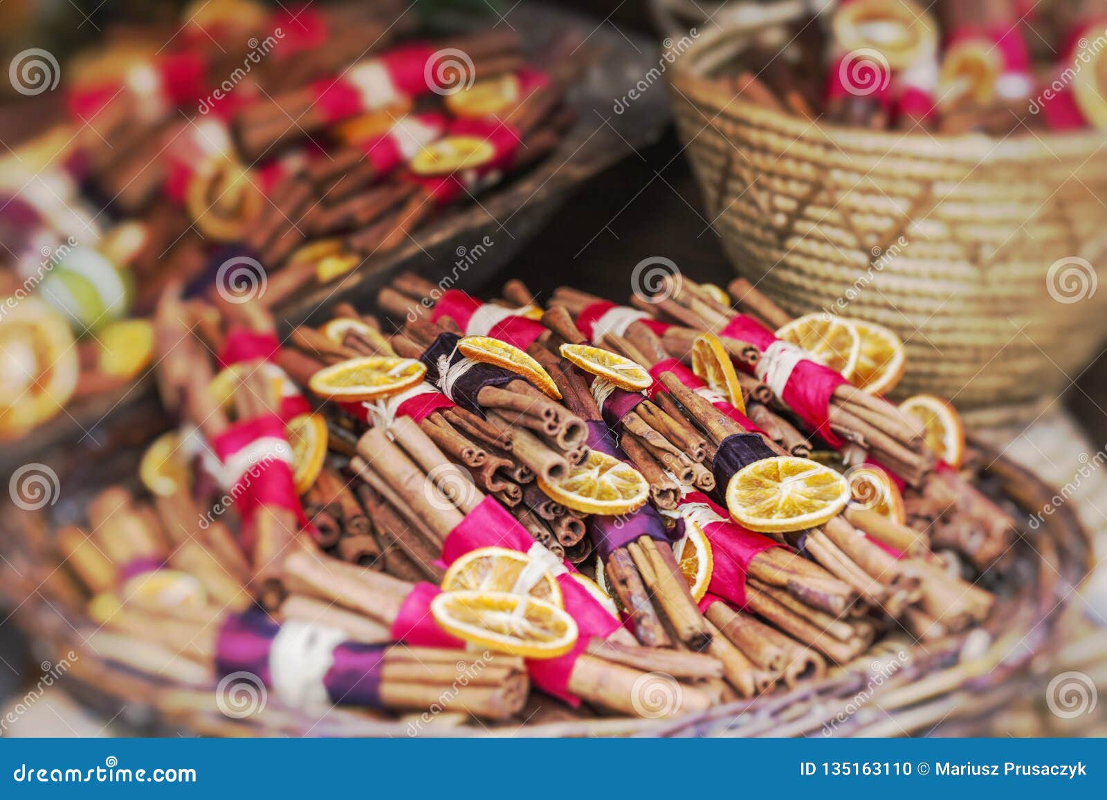 Christmas Decorations Made with Dried Fruits. Selective Focus Stock