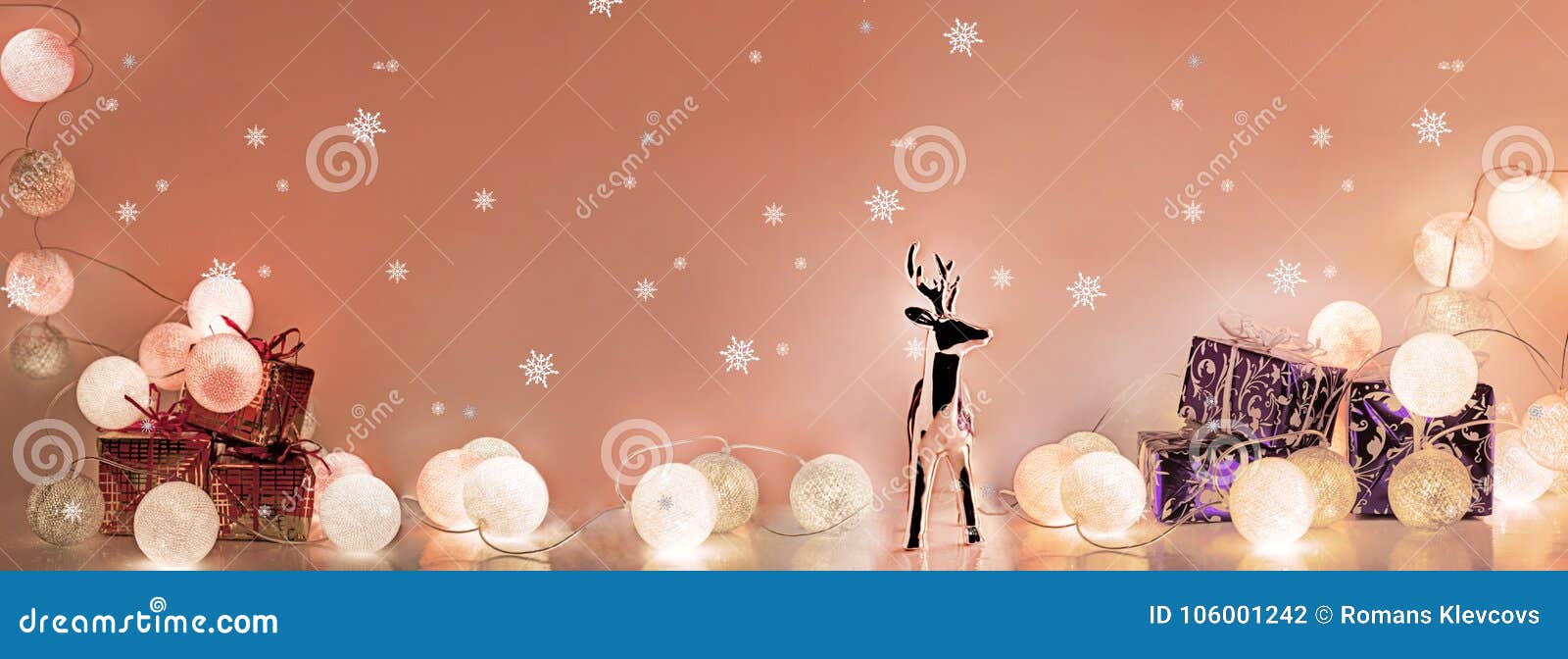 Christmas Decorations. Round Electric Christmas Lights Stock Photo