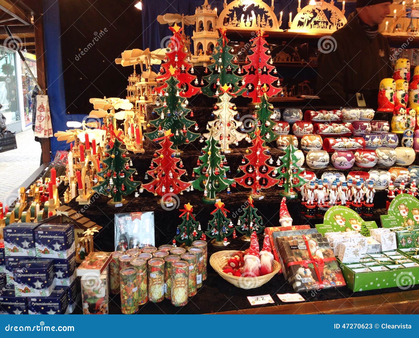  Christmas  Decorations  On Sale  In A Market Editorial Stock 