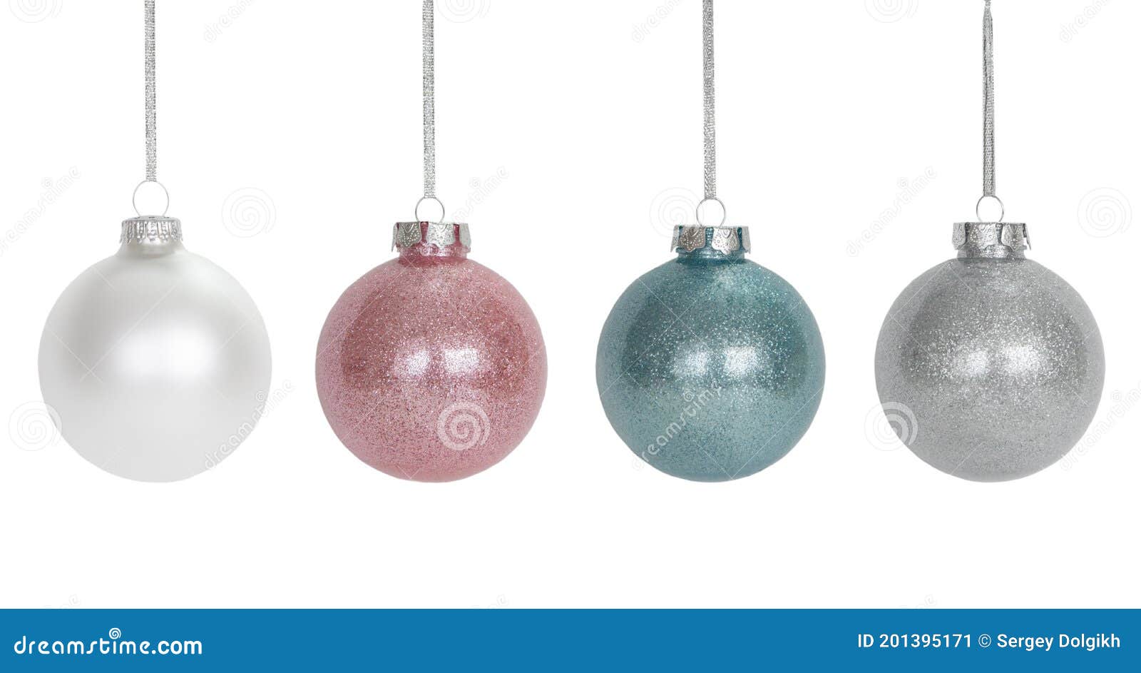 Christmas Decorations, Set of Hanging Christmas Balls Glass Isolated