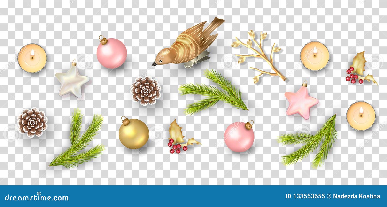 Download Christmas Decorations Set stock vector. Illustration of ...