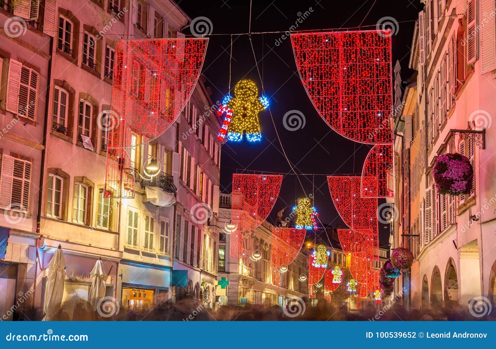 Christmas Decorations on Streets of Strasbourg, France Stock Photo ...