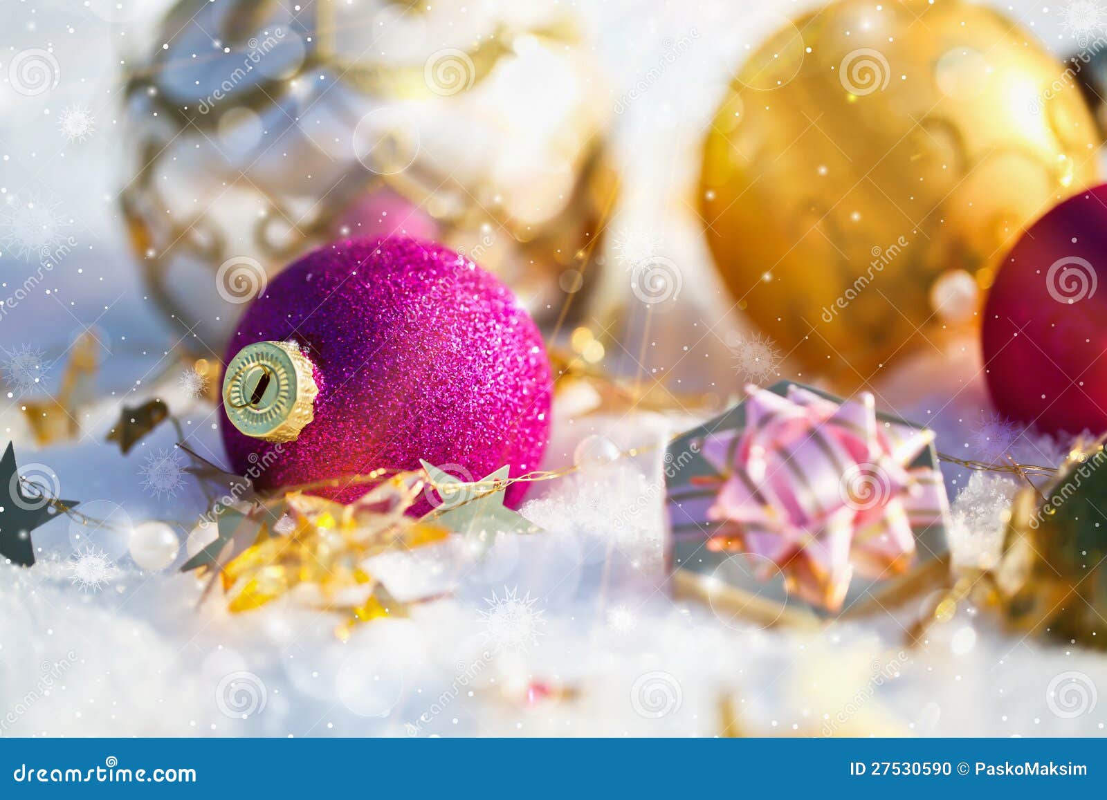 Christmas Decorations in the Sun Stock Photo - Image of night, greeting