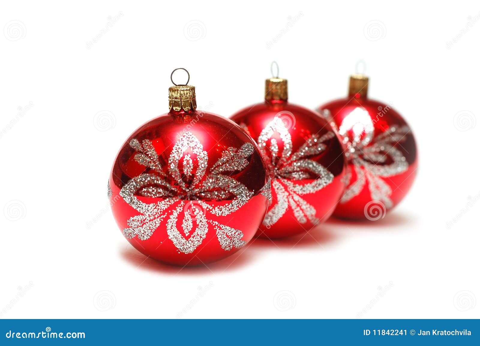 Christmas Decorations - Three Red Balls in Row Stock Image - Image of ...