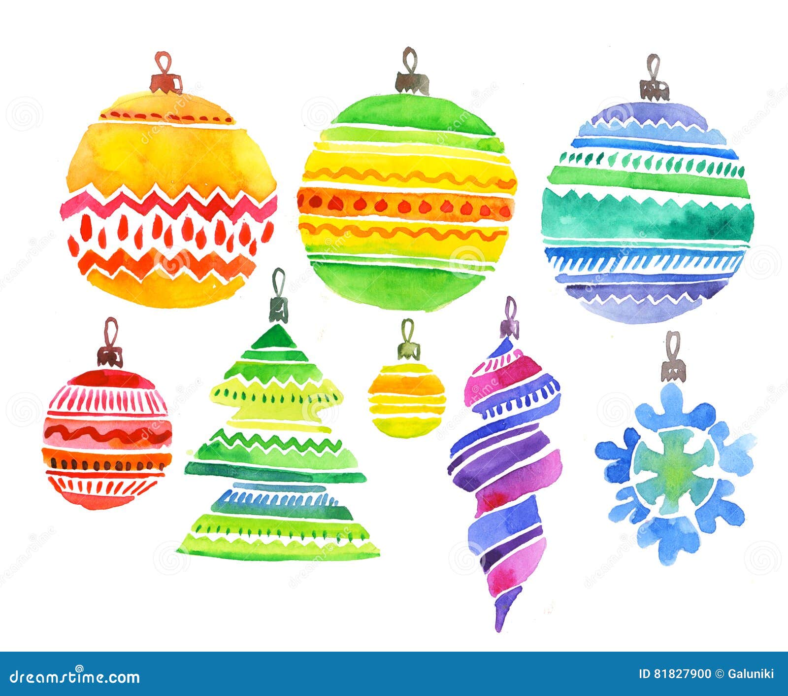 Christmas Decorations Watercolor Illustration. Stock Illustration ...