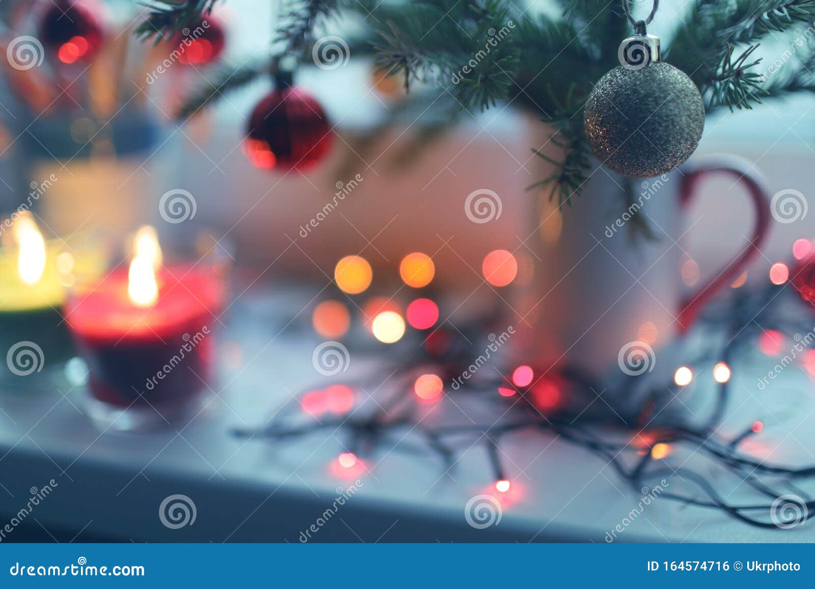 Christmas Decorations on a Window Sill Stock Photo Image of sill