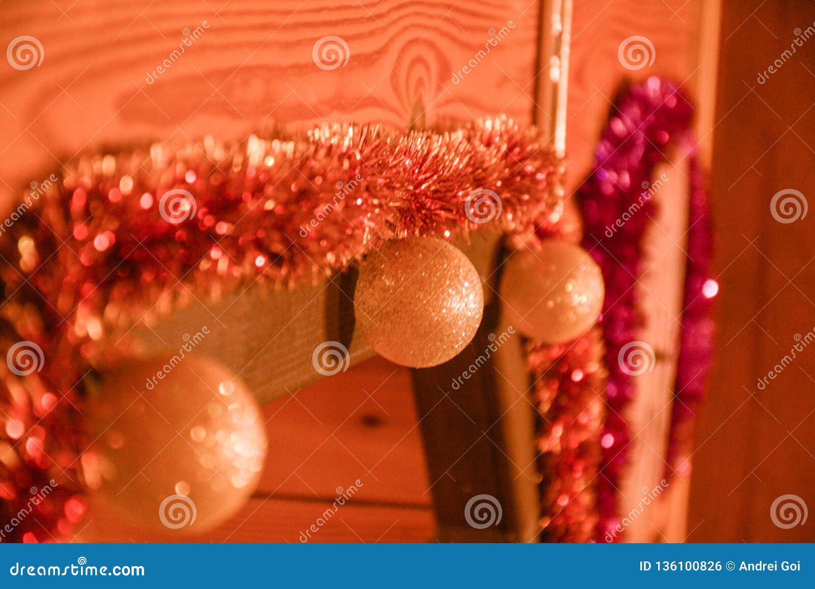 Christmas Decorations on a Wooden Wall Stock Photo - Image of card ...