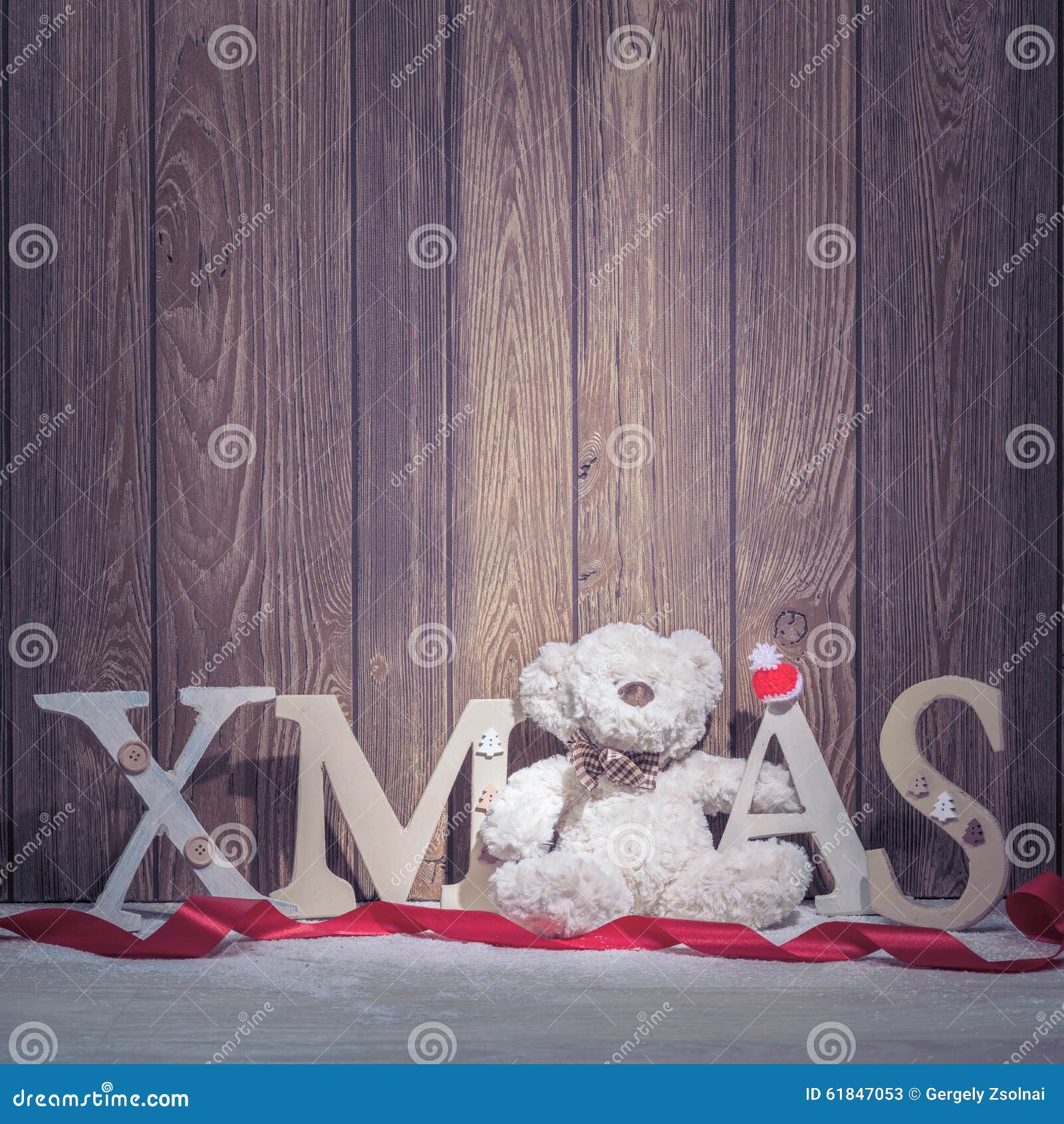 Christmas Decorations Xmas Tree Letters and Bear Stock Image Image